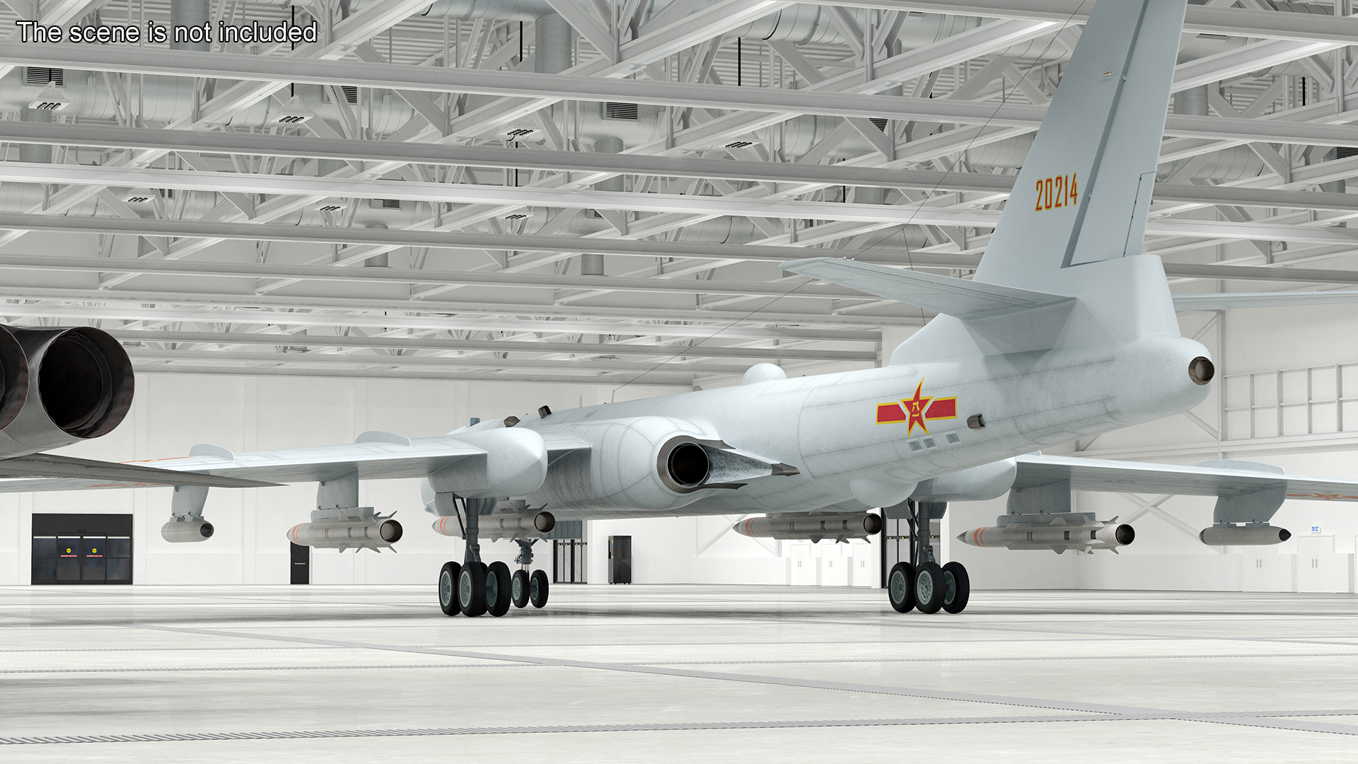 3D model Xian H-6 China Strategic Bomber with Weapon Maritime Strike Rigged for Cinema 4D
