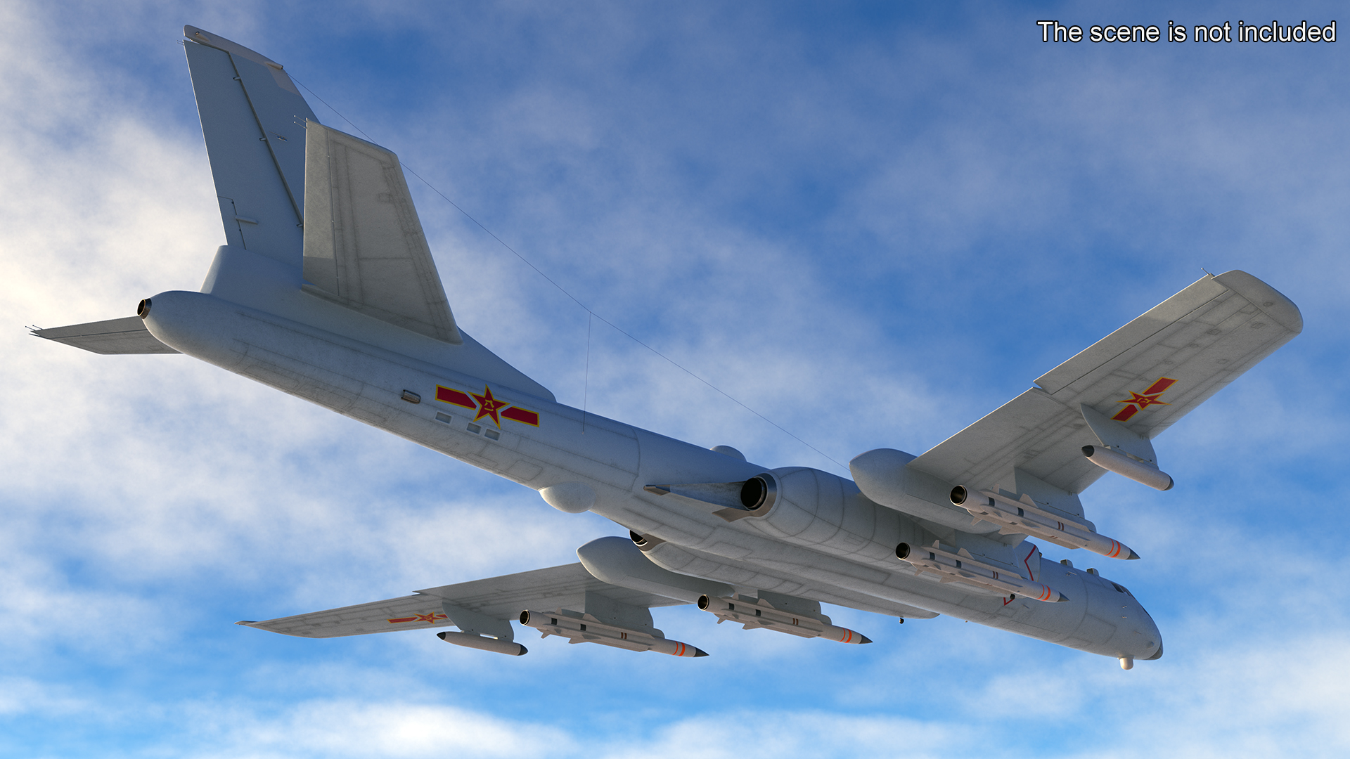 3D model Xian H-6 China Strategic Bomber with Weapon Maritime Strike Rigged for Cinema 4D