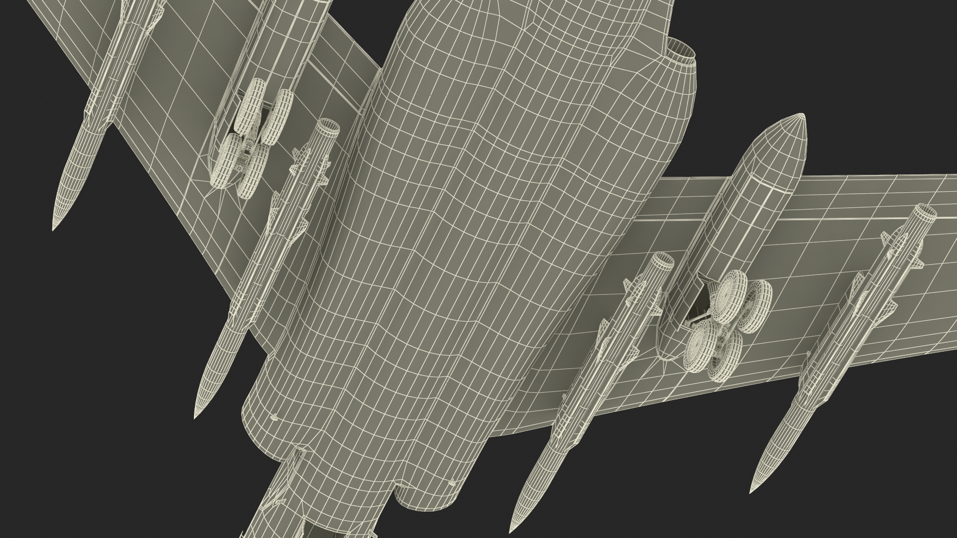 3D model Xian H-6 China Strategic Bomber with Weapon Maritime Strike Rigged for Cinema 4D