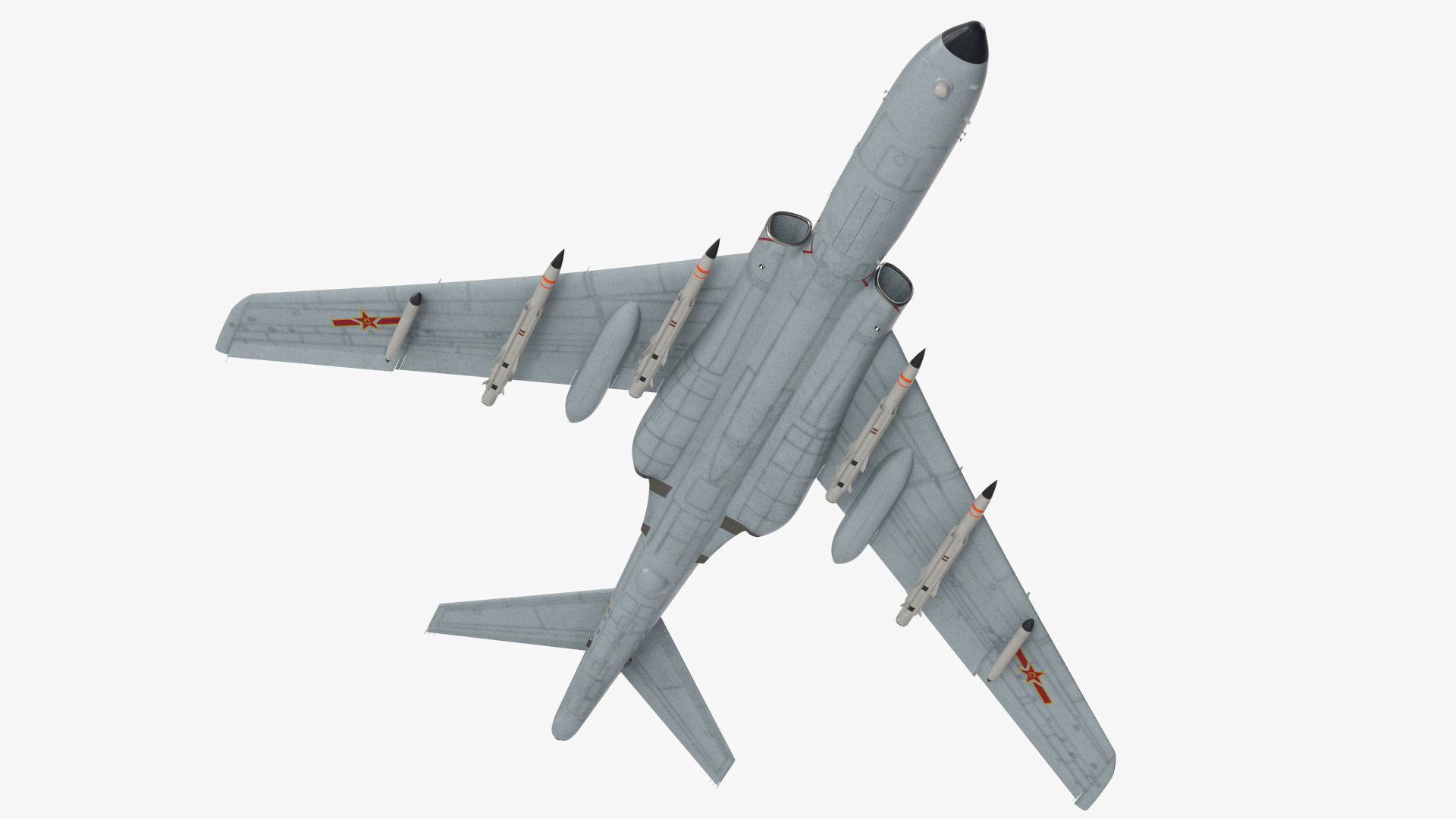 3D model Xian H-6 China Strategic Bomber with Weapon Maritime Strike Rigged for Cinema 4D