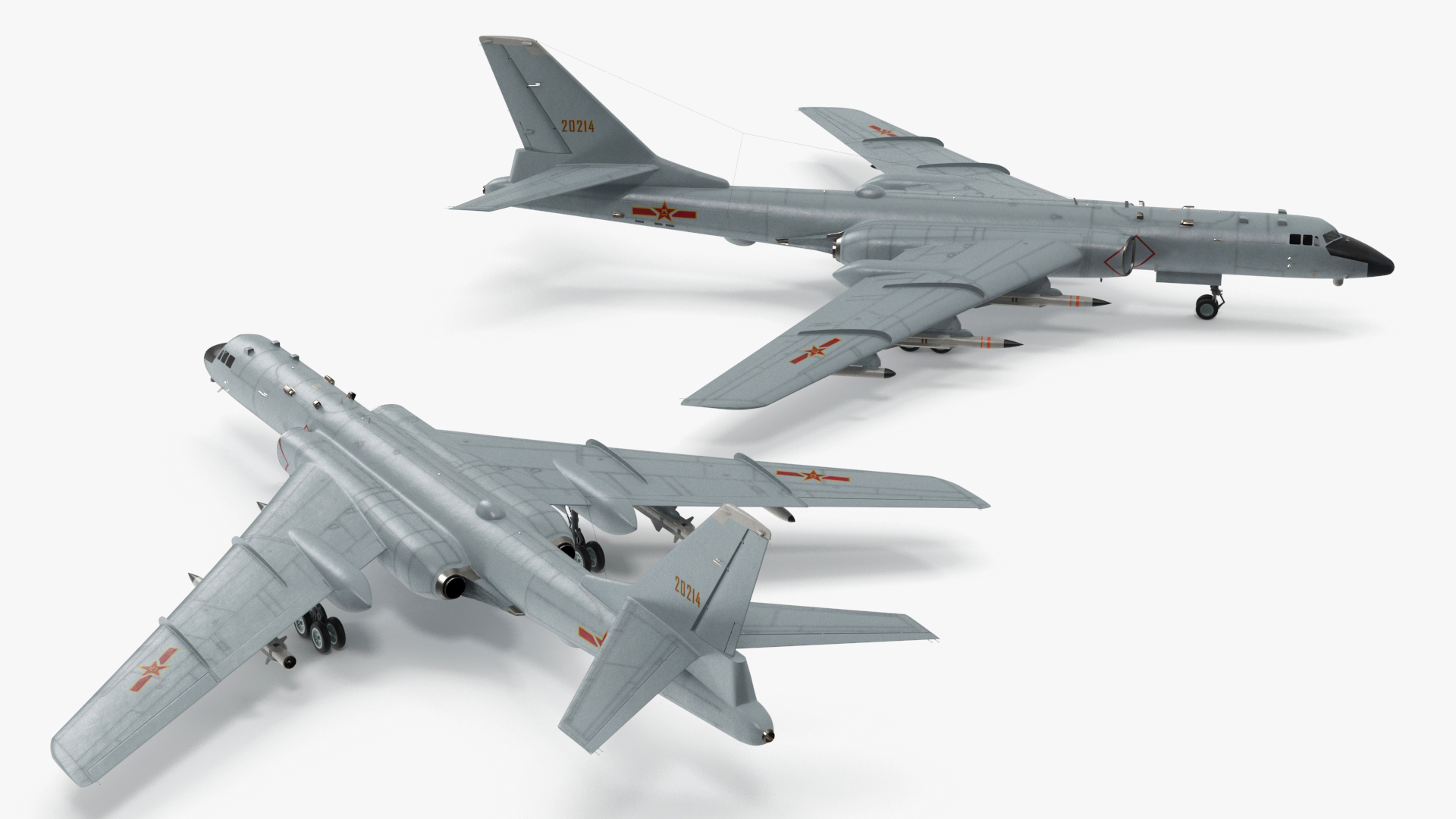 3D model Xian H-6 China Strategic Bomber with Weapon Maritime Strike Rigged for Cinema 4D