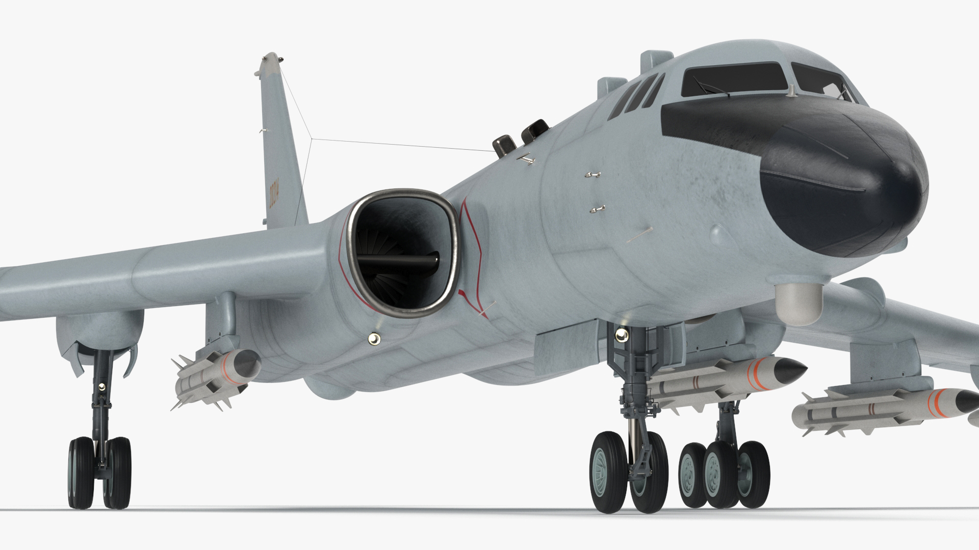 3D model Xian H-6 China Strategic Bomber with Weapon Maritime Strike Rigged for Cinema 4D