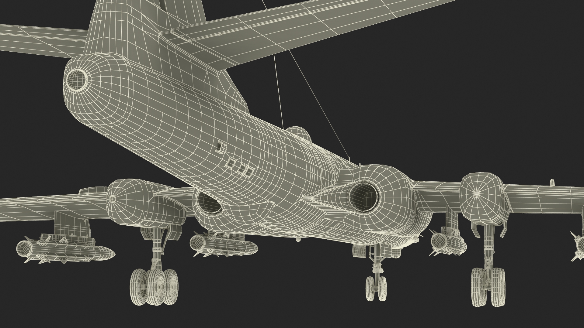3D model Xian H-6 China Strategic Bomber with Weapon Maritime Strike Rigged for Cinema 4D