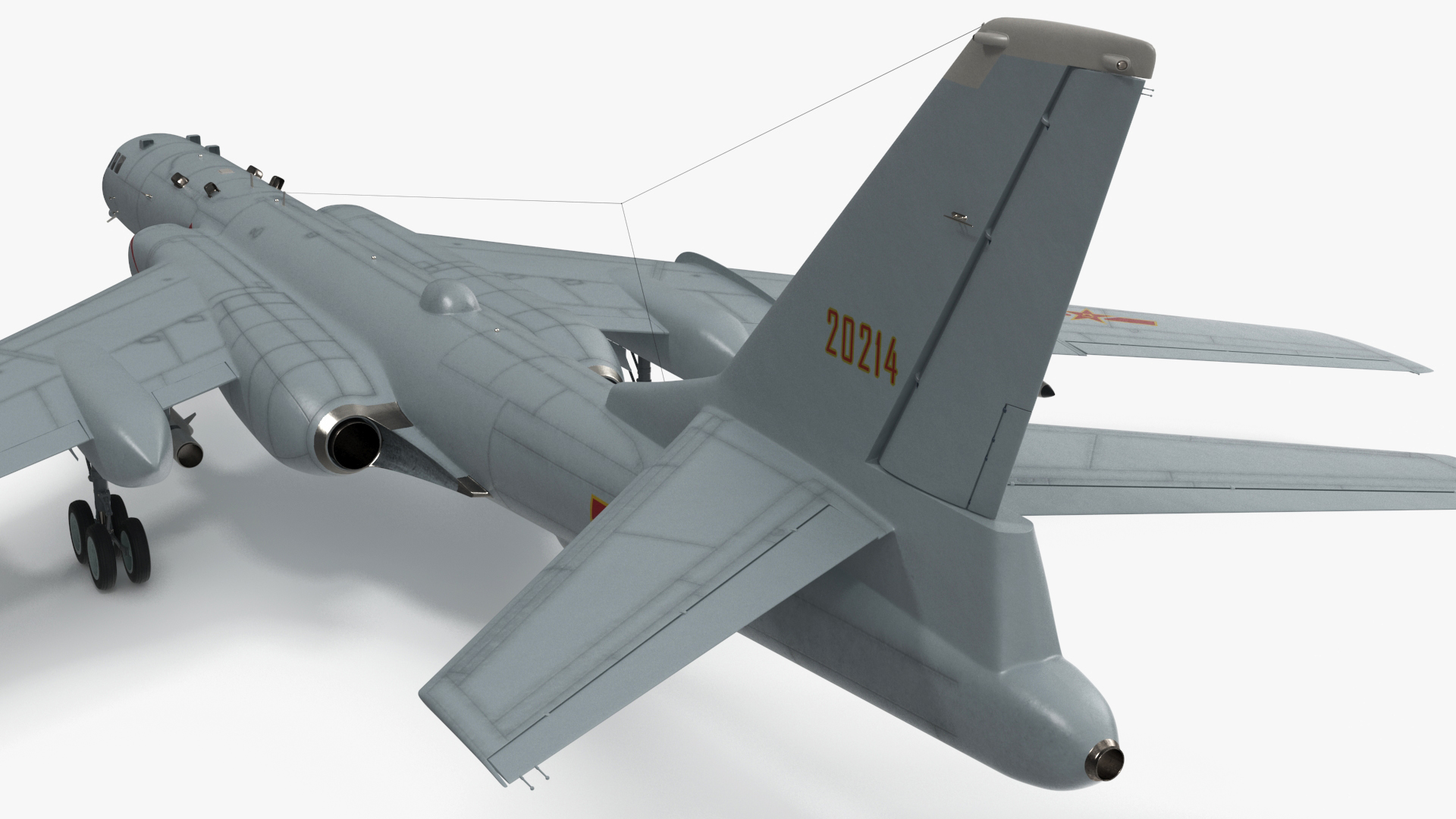 3D model Xian H-6 China Strategic Bomber with Weapon Maritime Strike Rigged for Cinema 4D