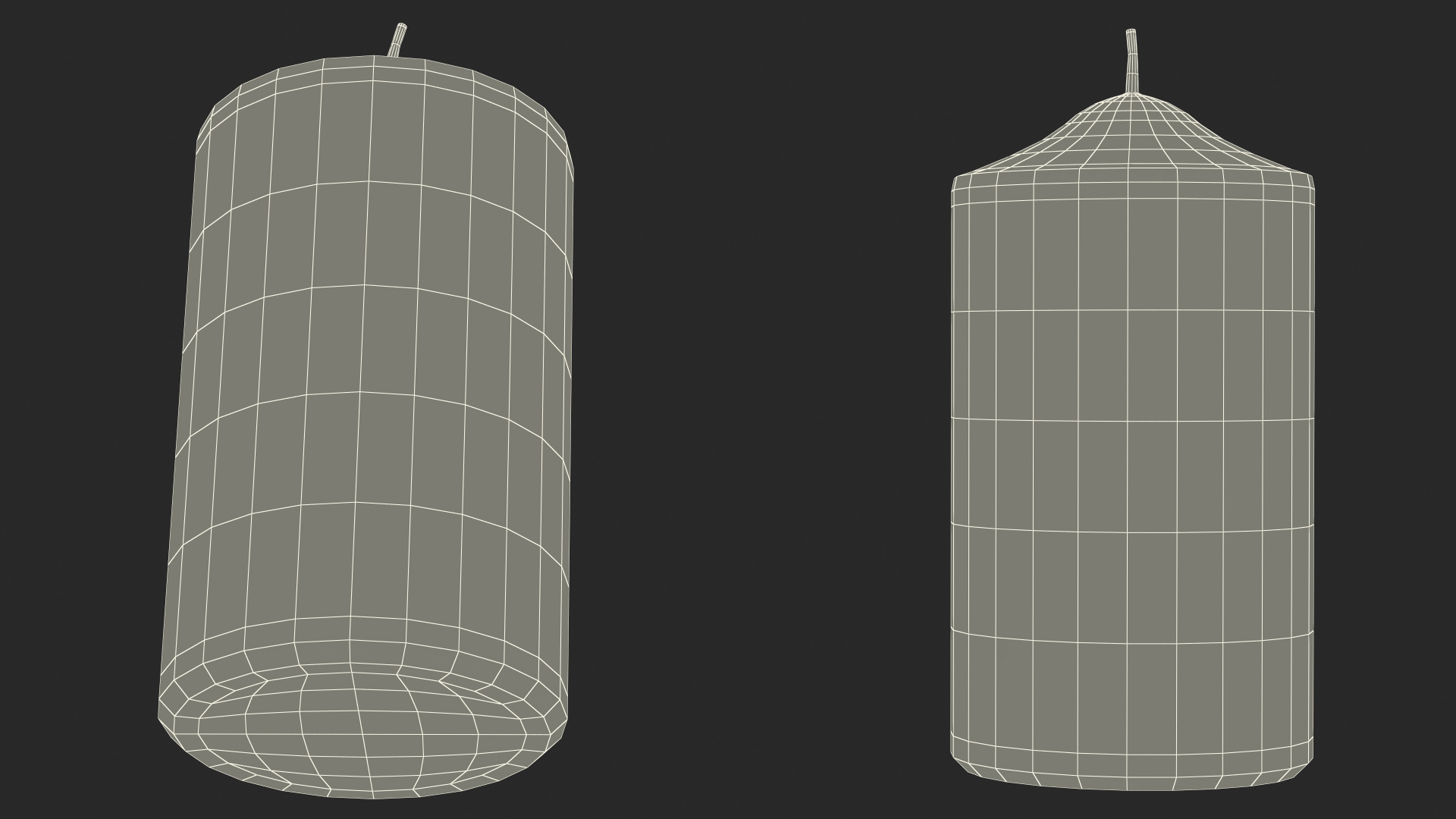 3D Dome Top Pillar Candle White model