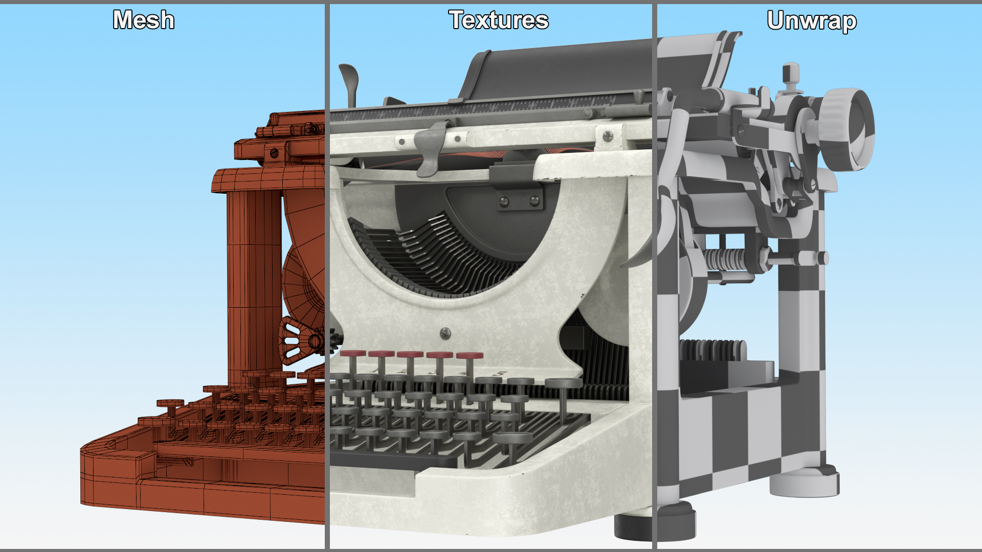 3D Typewriter Vintage model