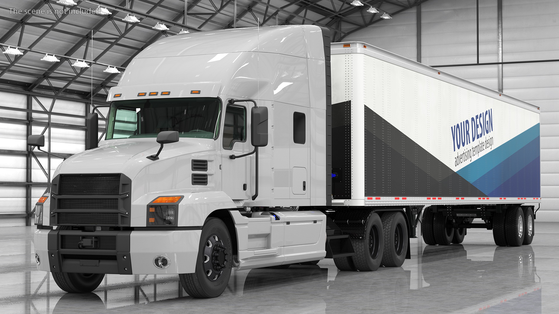 Semi Truck with Trailer Generic Simple Interior Your Design 3D model