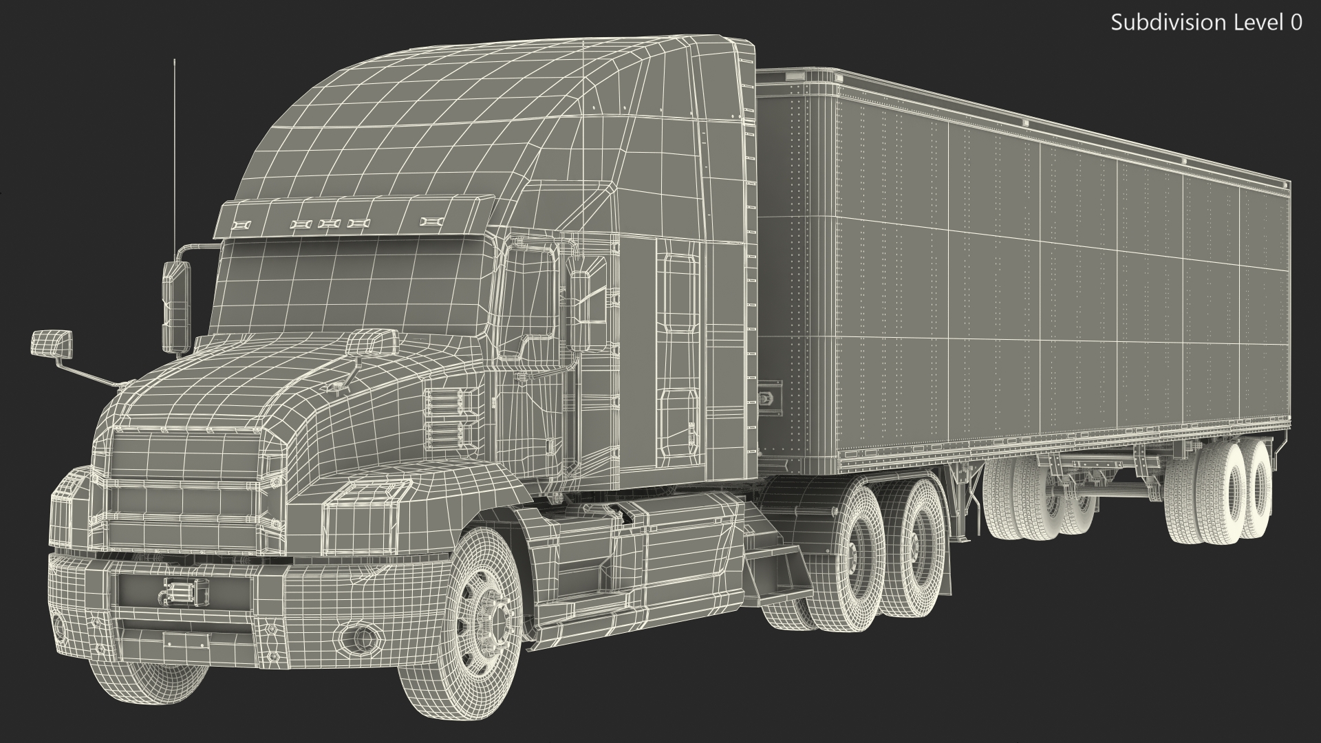 Semi Truck with Trailer Generic Simple Interior Your Design 3D model