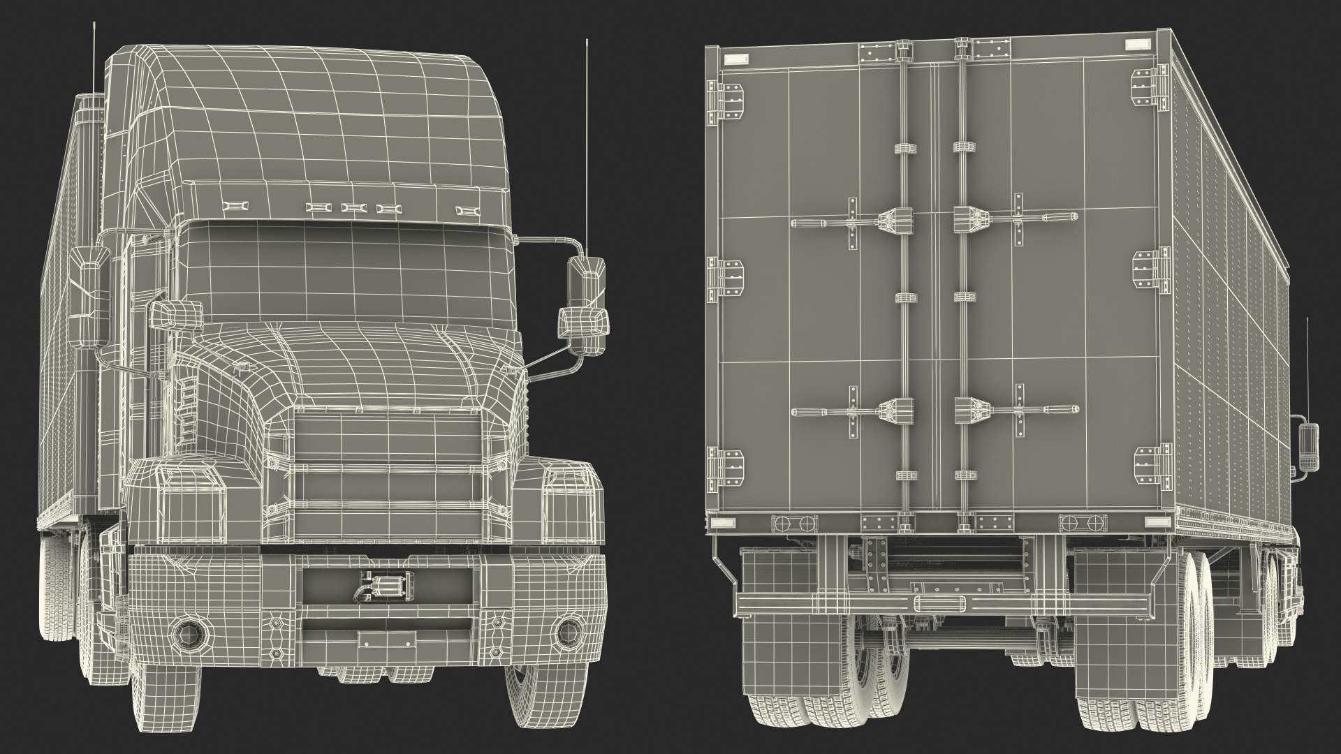 Semi Truck with Trailer Generic Simple Interior Your Design 3D model