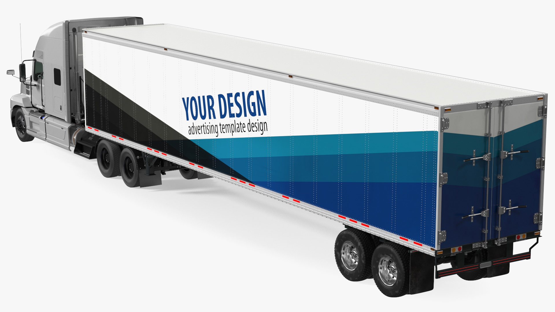 Semi Truck with Trailer Generic Simple Interior Your Design 3D model
