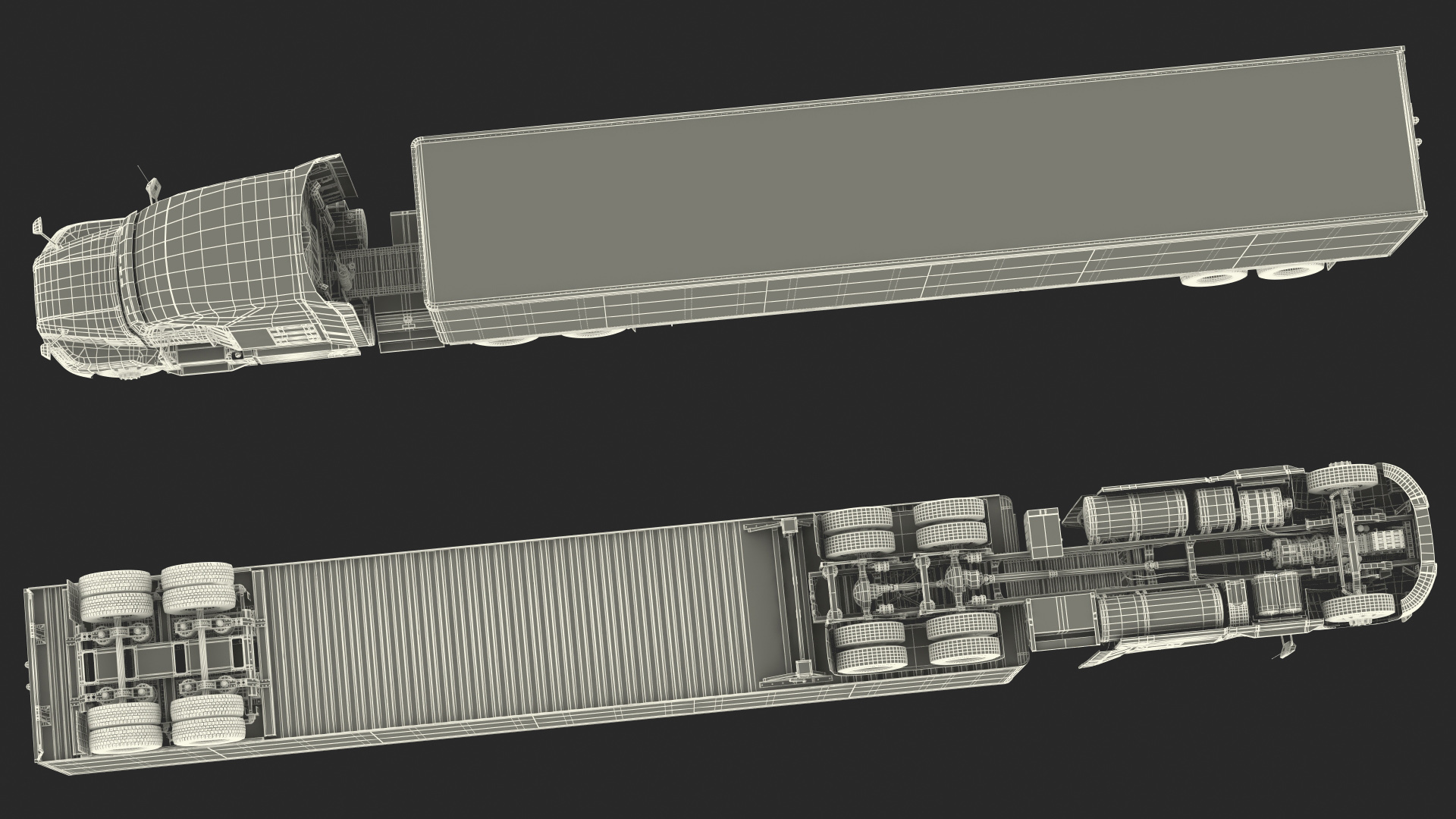 Semi Truck with Trailer Generic Simple Interior Your Design 3D model