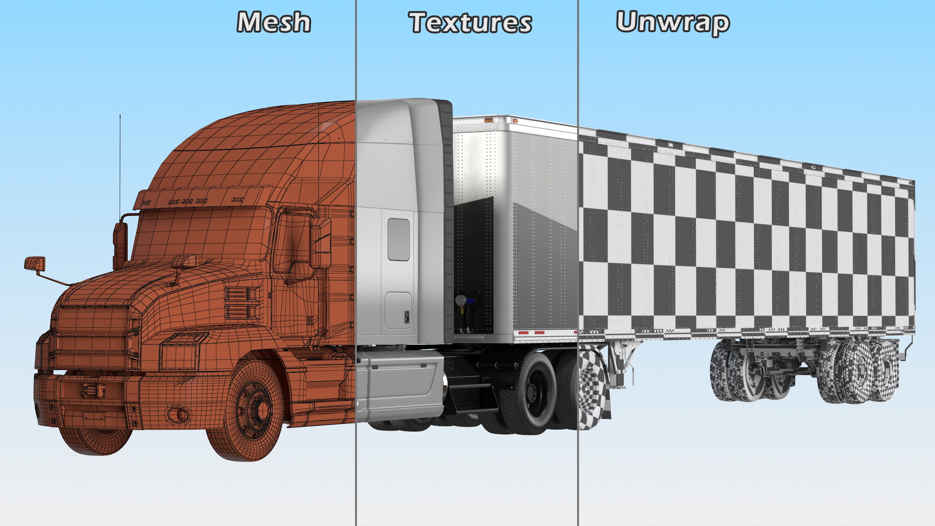 Semi Truck with Trailer Generic Simple Interior Your Design 3D model