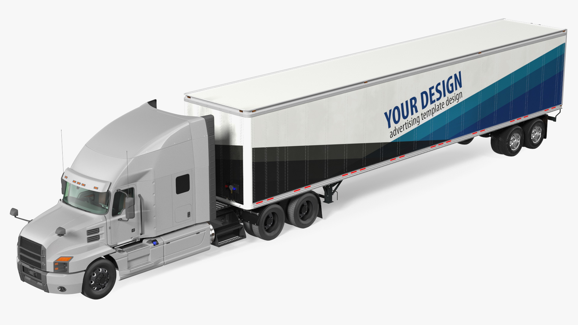 Semi Truck with Trailer Generic Simple Interior Your Design 3D model