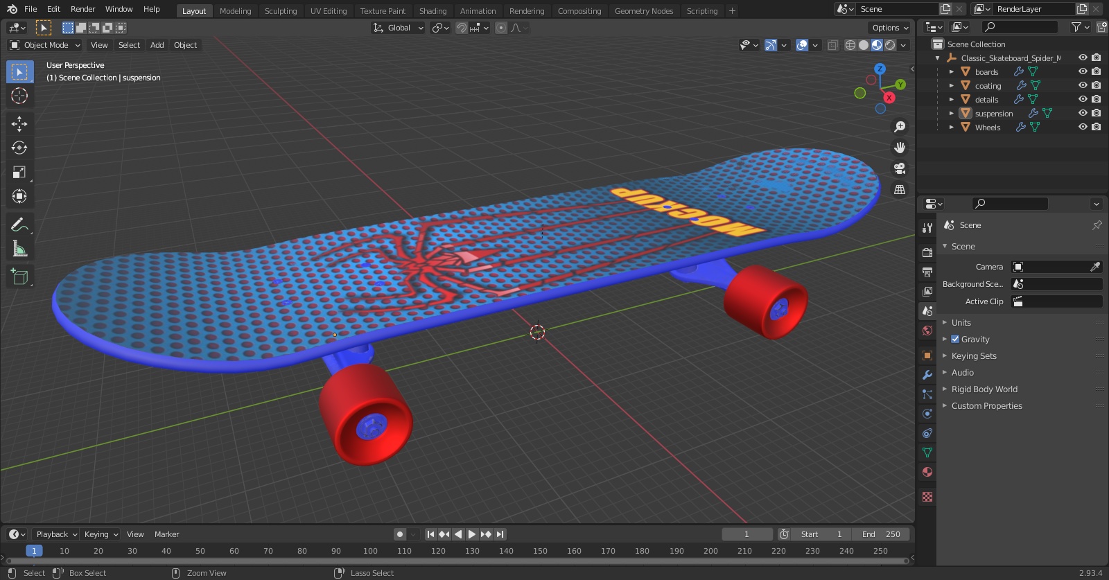 Classic Skateboard Spider-Man 3D model