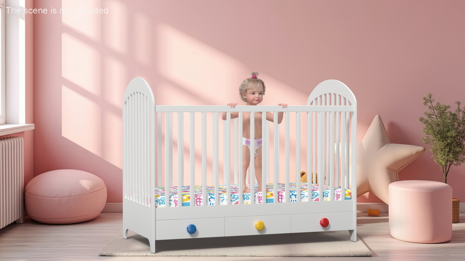 3D Little Girl in Bed Standing Fur