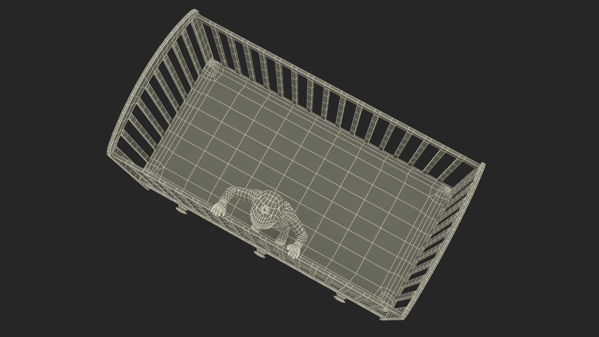3D Little Girl in Bed Standing Fur