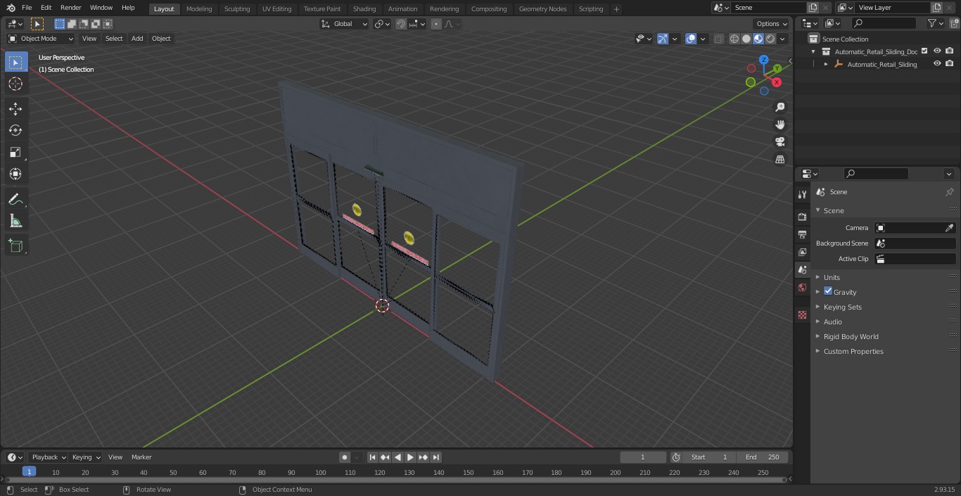 3D Automatic Retail Sliding Door System