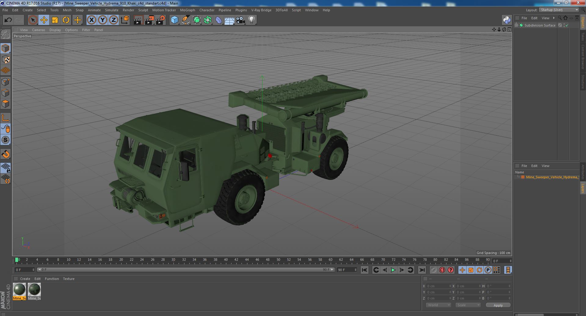 3D Mine Sweeper Vehicle Hydrema 910 Khaki model