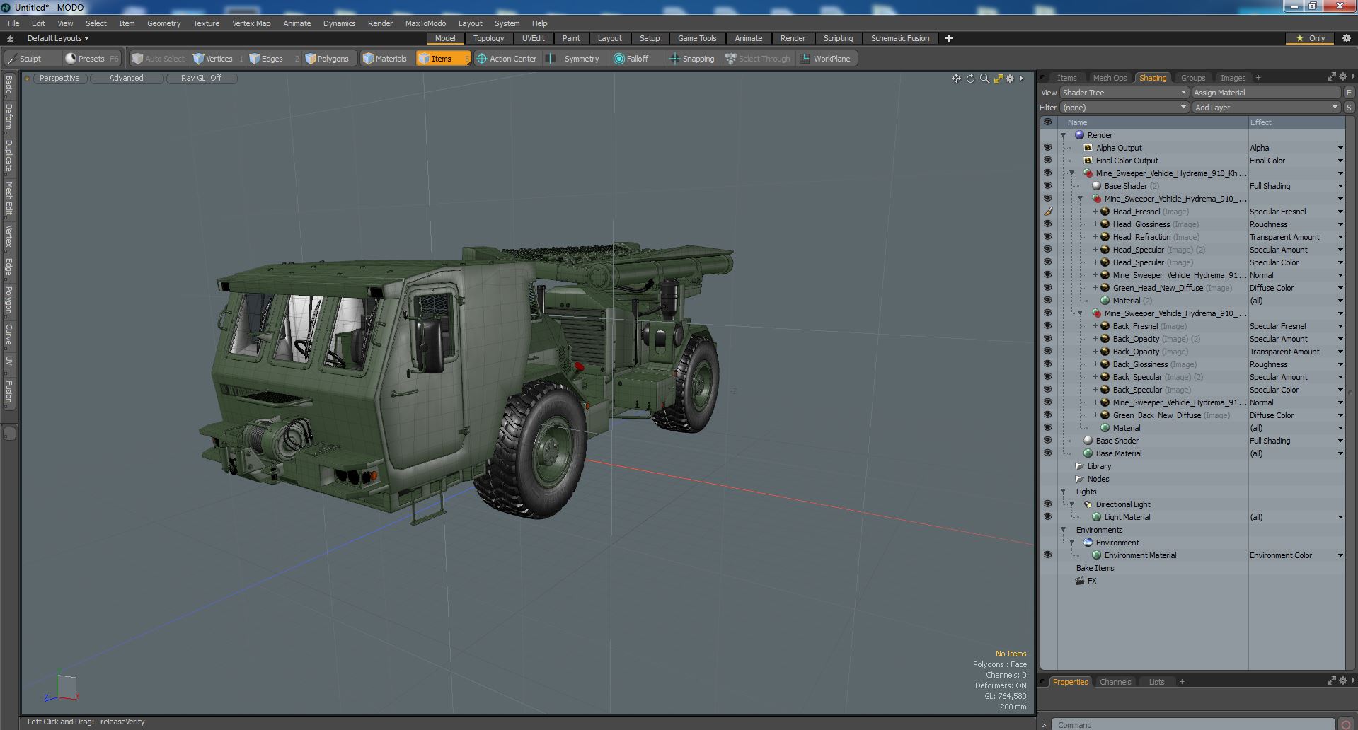 3D Mine Sweeper Vehicle Hydrema 910 Khaki model