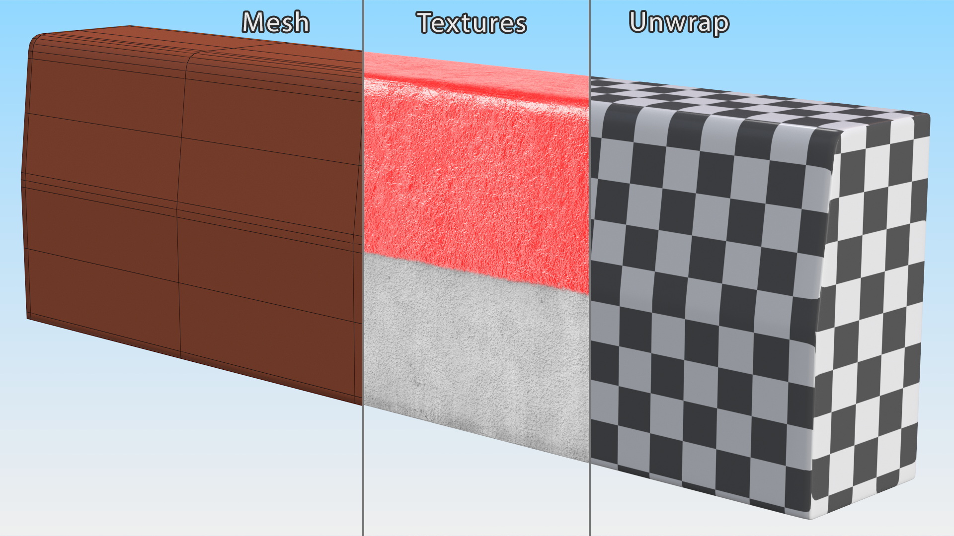 3D Street Curb 1m Red model