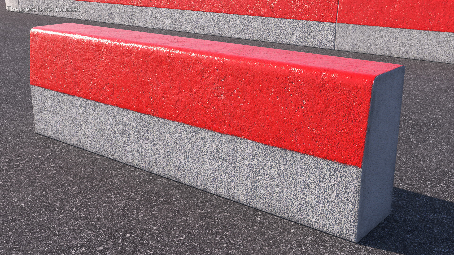 3D Street Curb 1m Red model