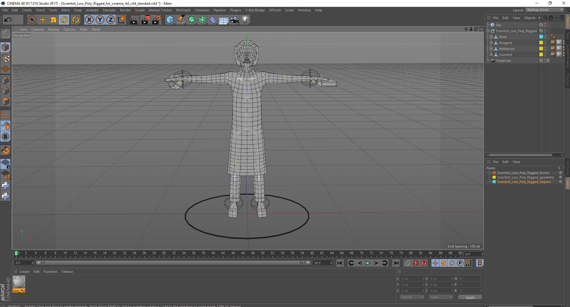 Postman Low Poly Rigged for Cinema 4D 3D