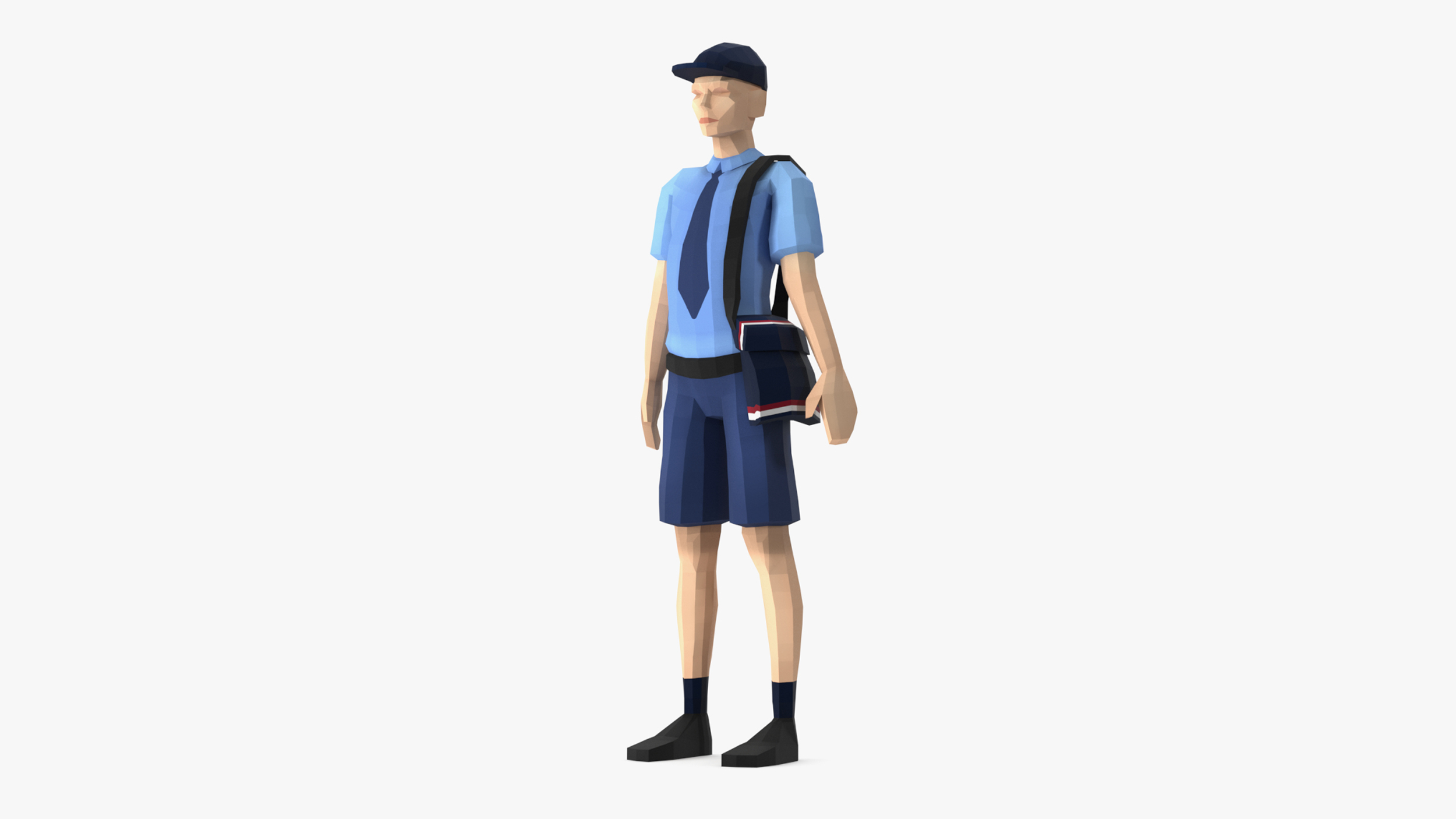 Postman Low Poly Rigged for Cinema 4D 3D