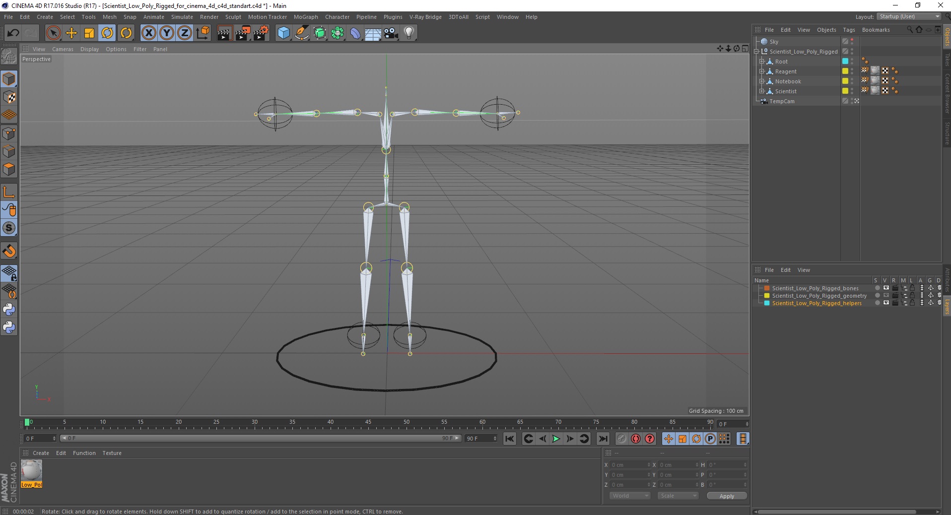 Postman Low Poly Rigged for Cinema 4D 3D