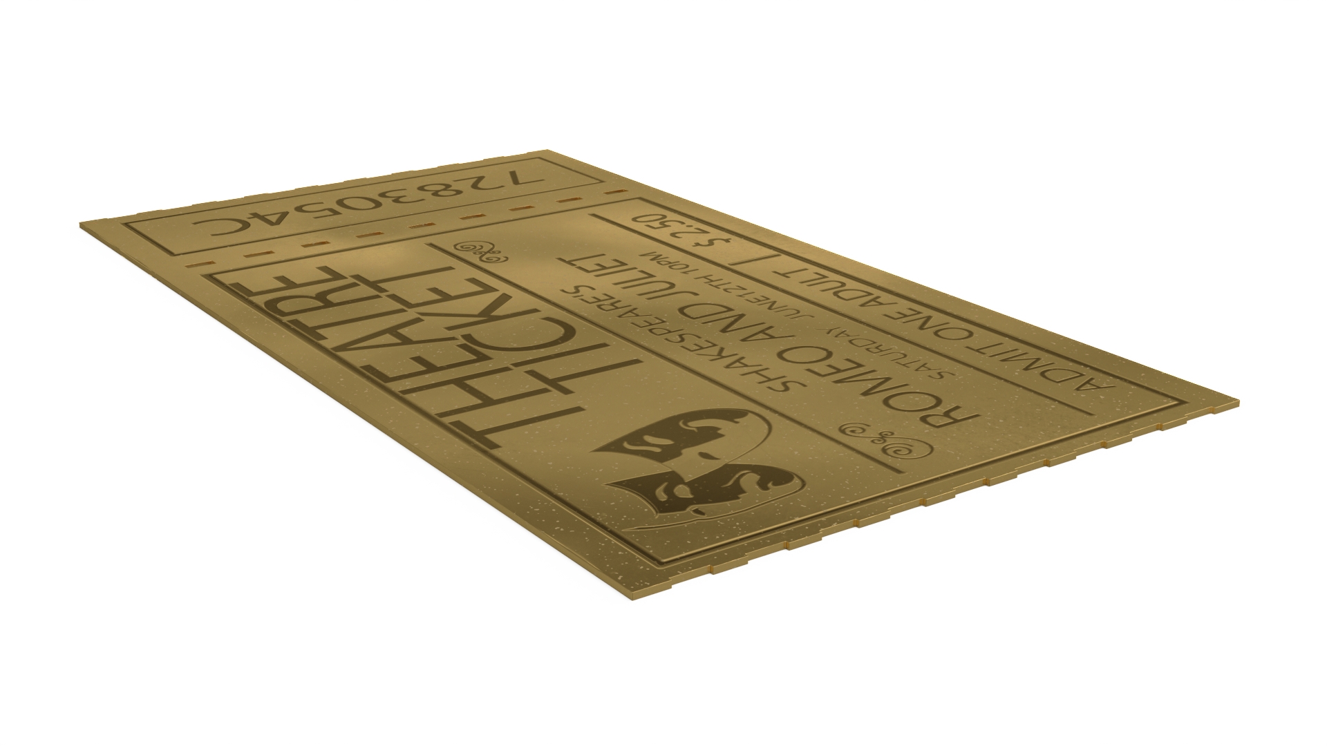 Vintage Golden Theatre Ticket 3D model