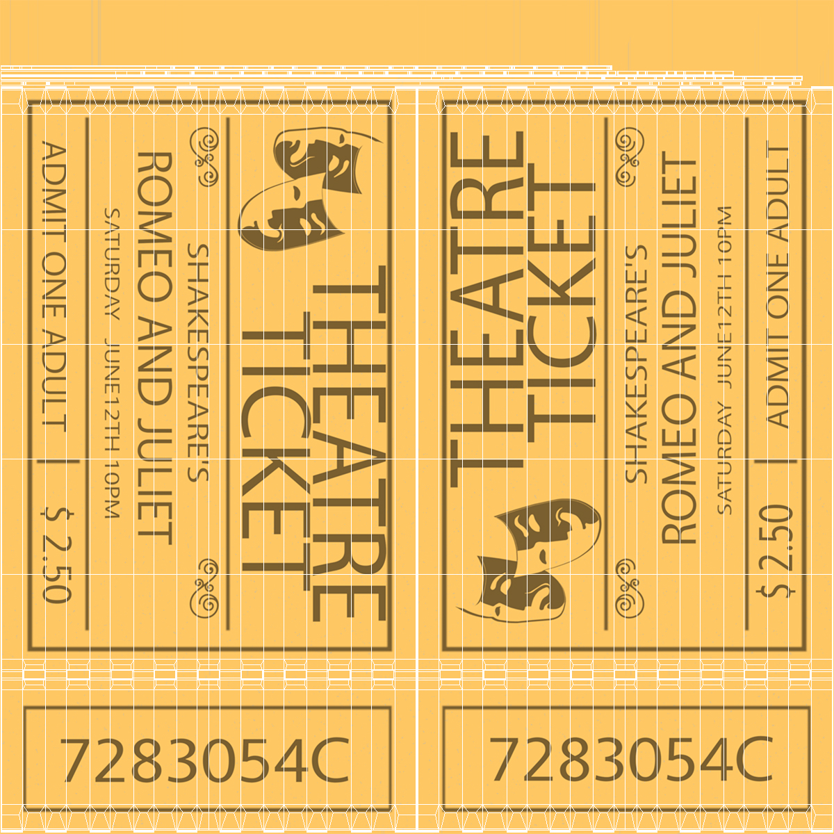 Vintage Golden Theatre Ticket 3D model