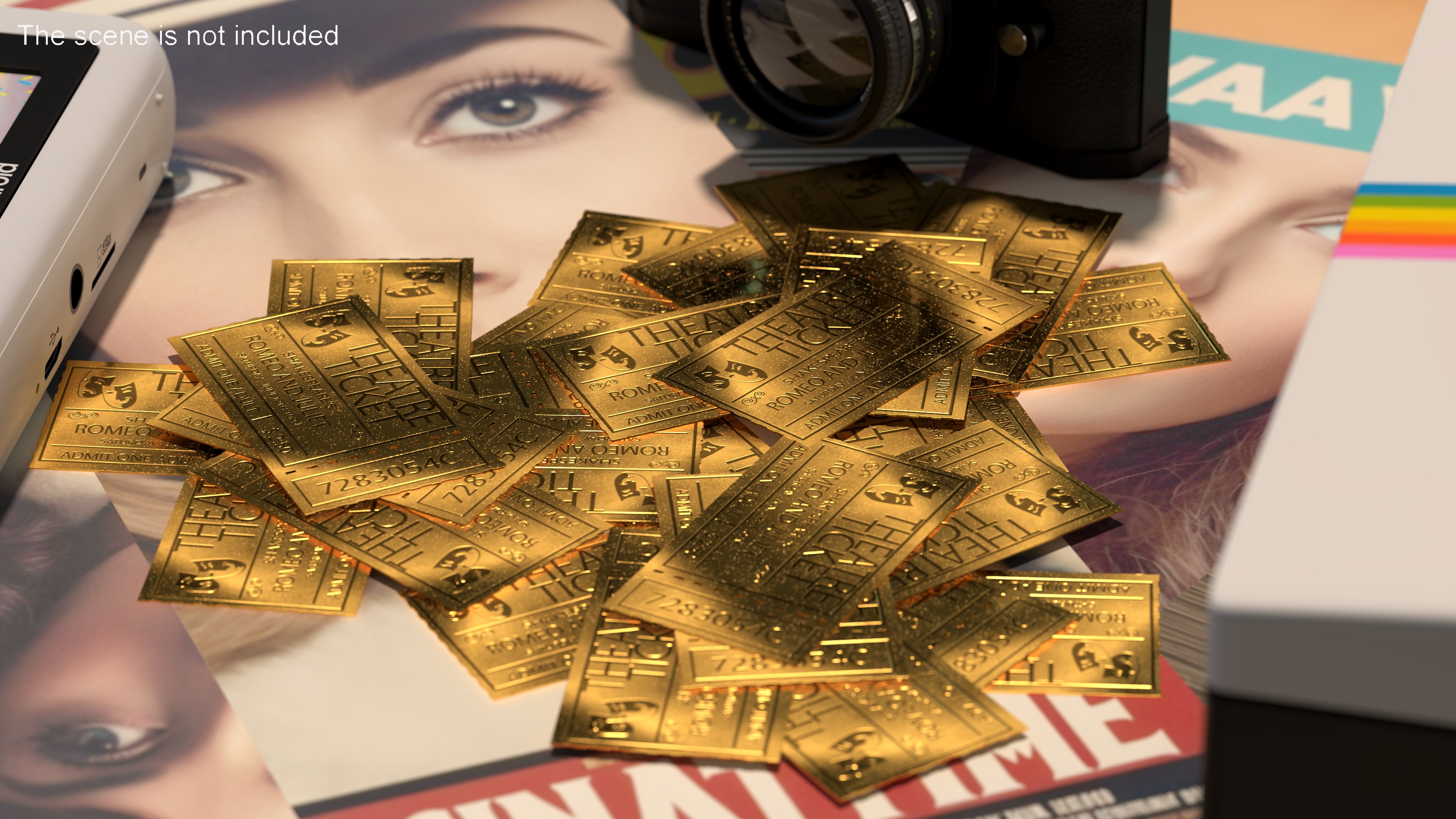 Vintage Golden Theatre Ticket 3D model
