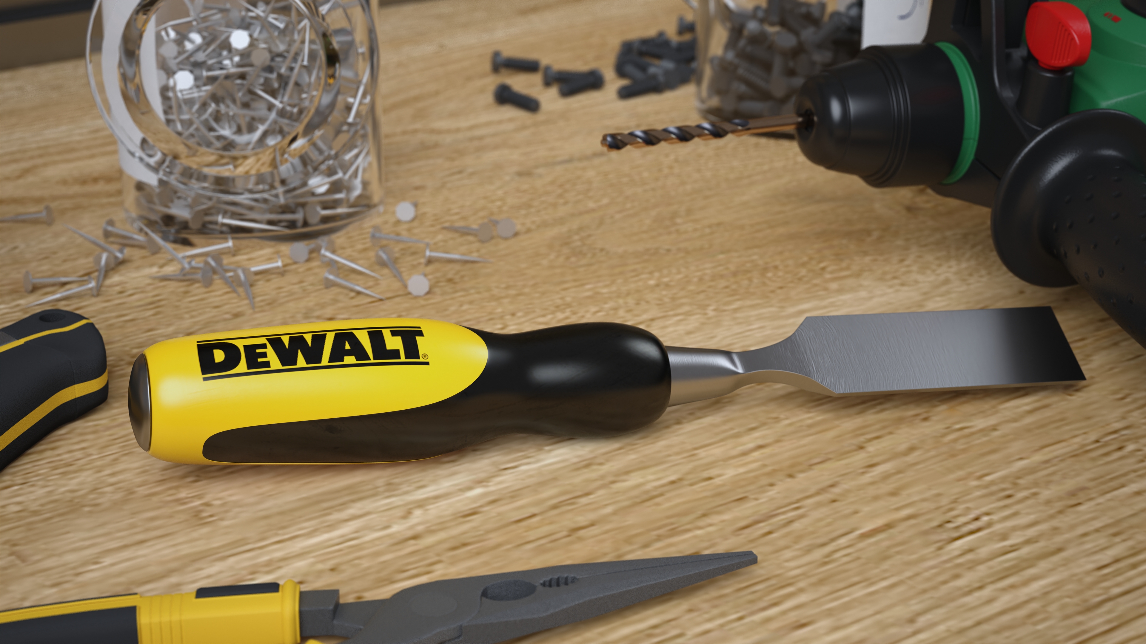3D Wood Chisel Dewalt model