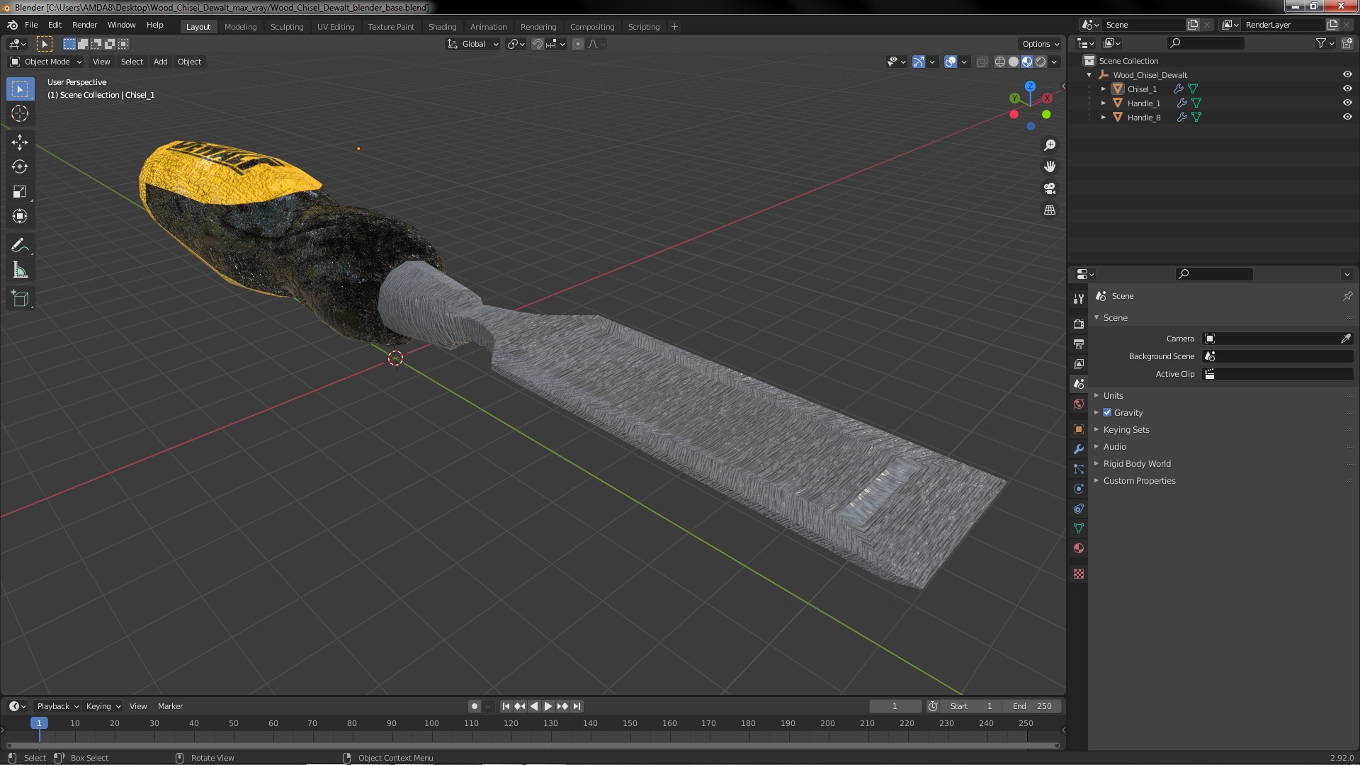 3D Wood Chisel Dewalt model