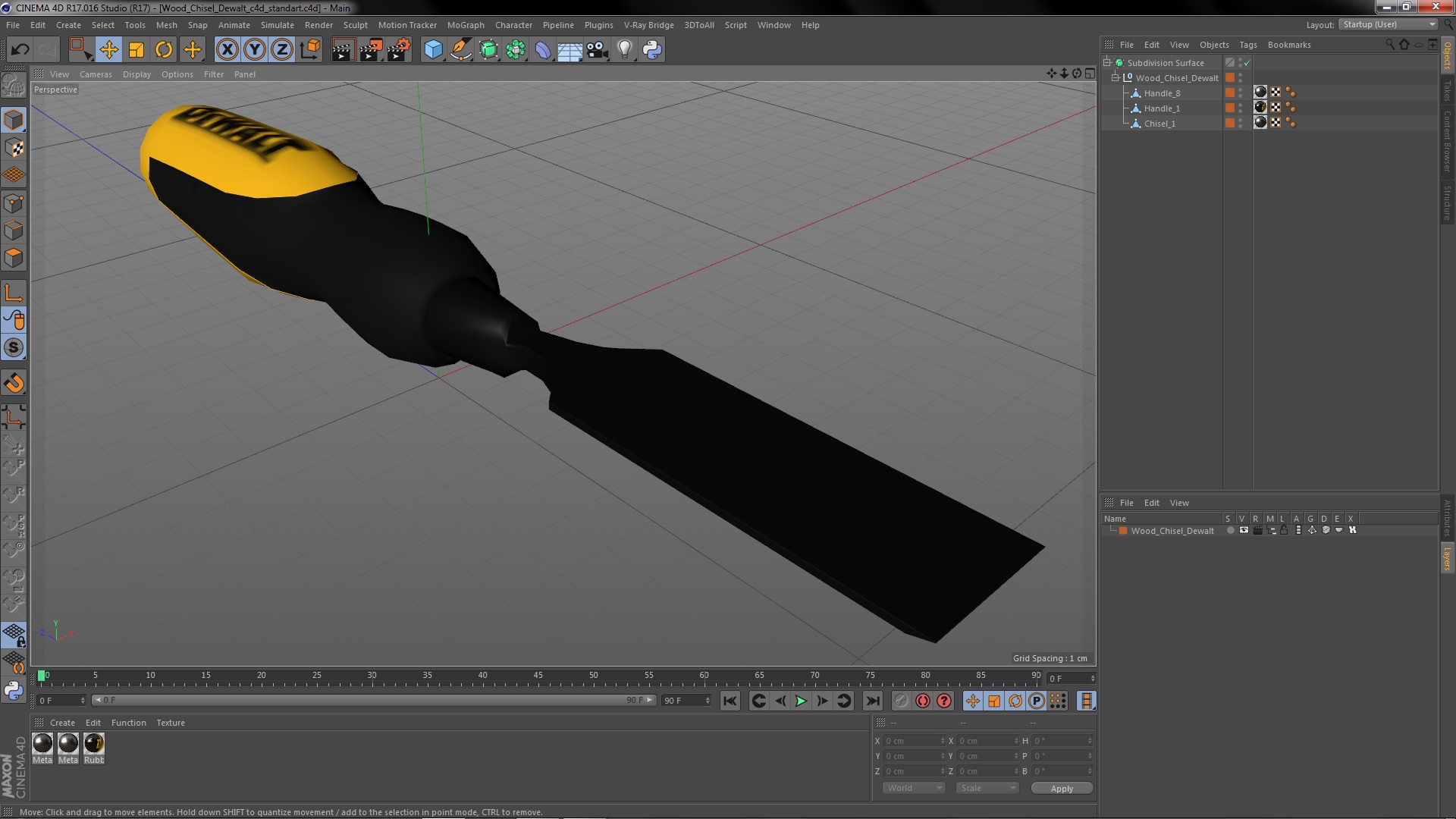 3D Wood Chisel Dewalt model