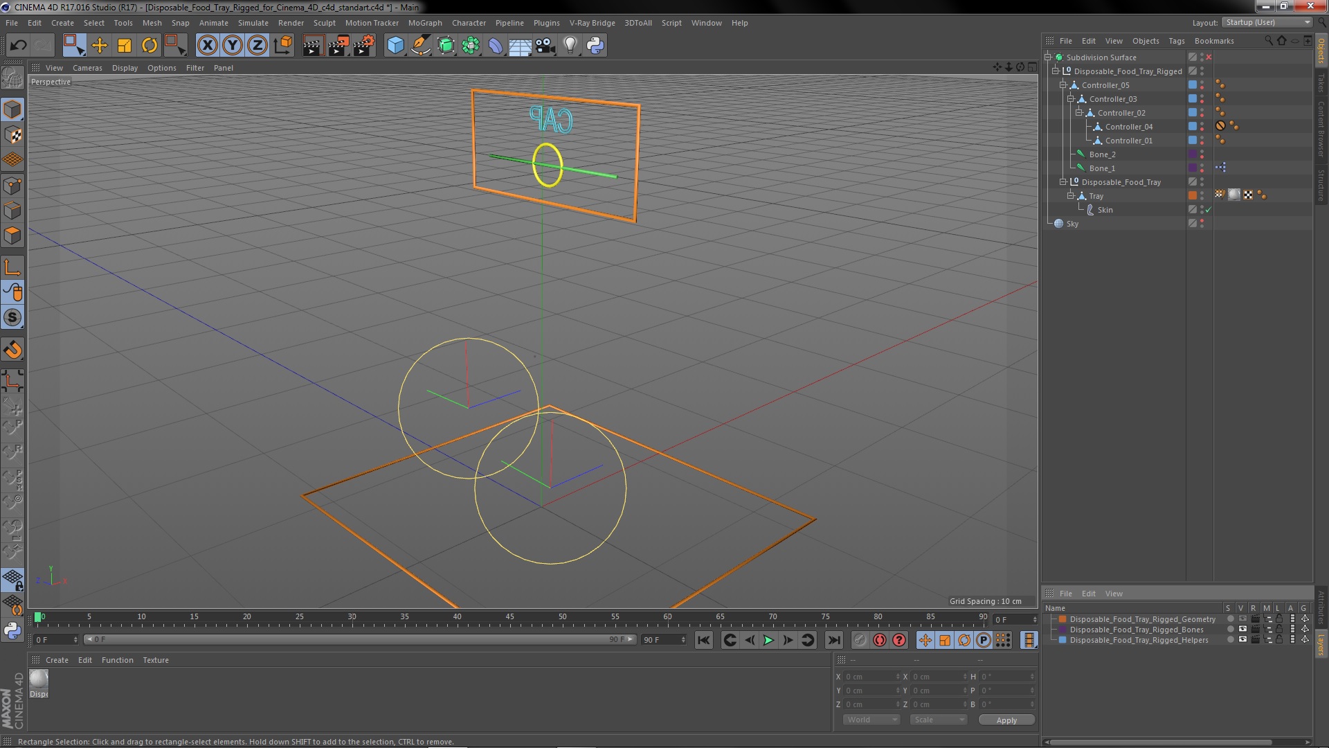 3D Disposable Food Tray Rigged for Cinema 4D