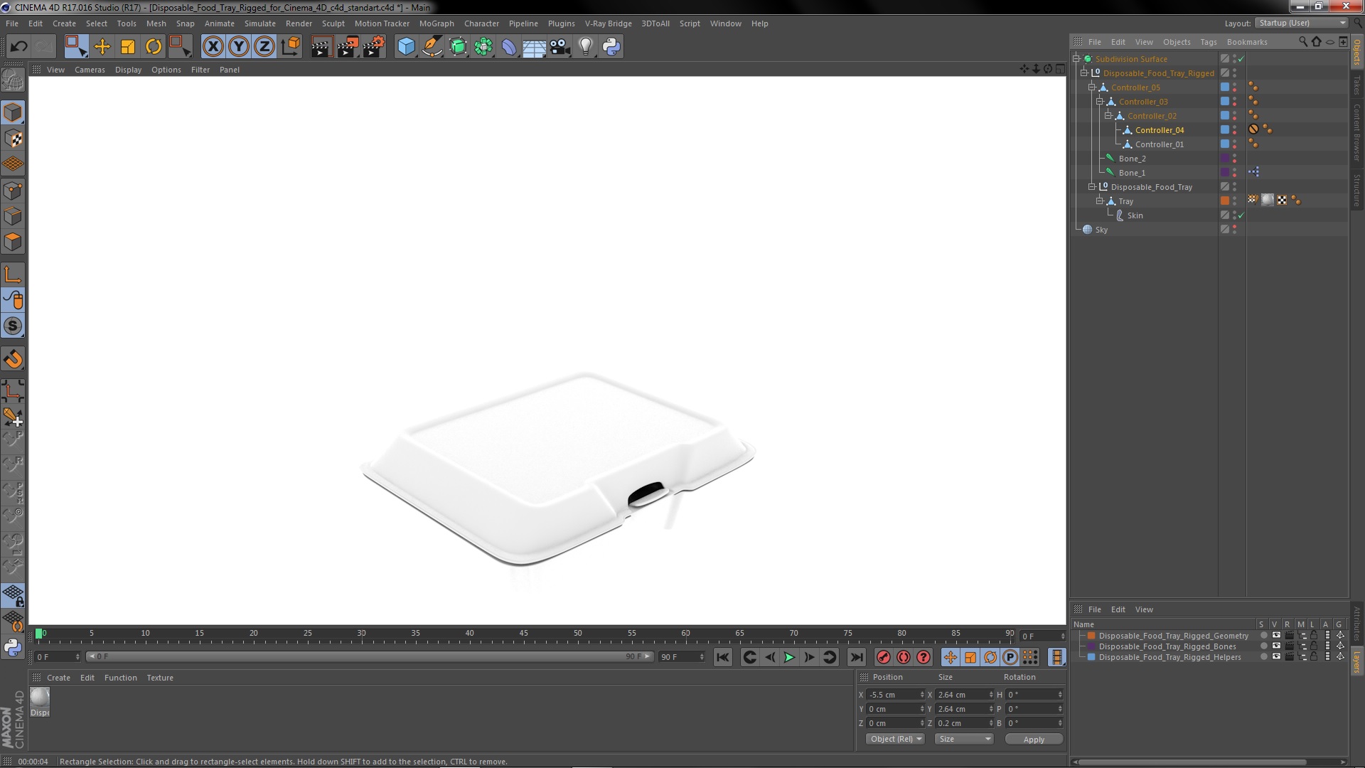 3D Disposable Food Tray Rigged for Cinema 4D