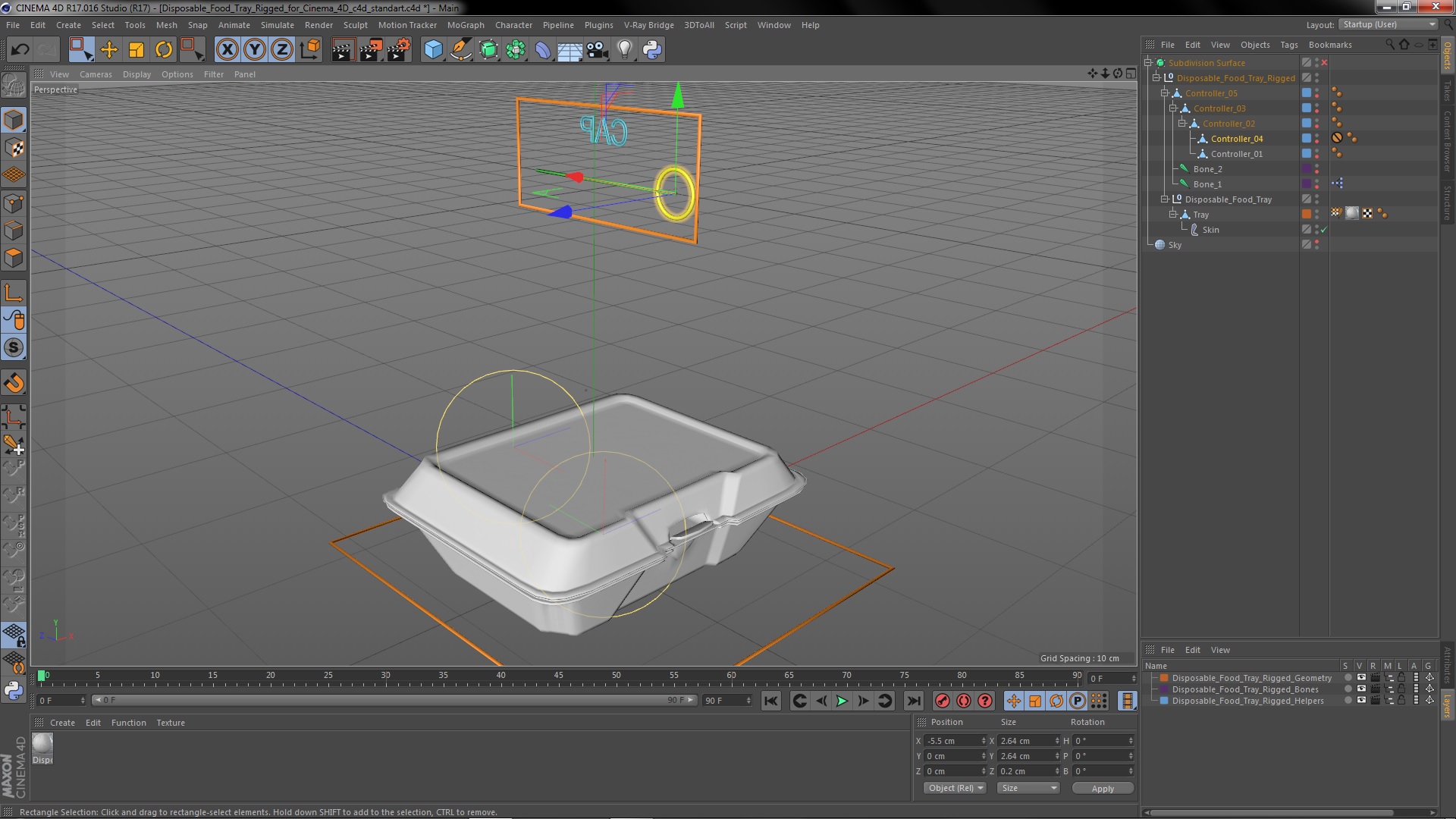 3D Disposable Food Tray Rigged for Cinema 4D