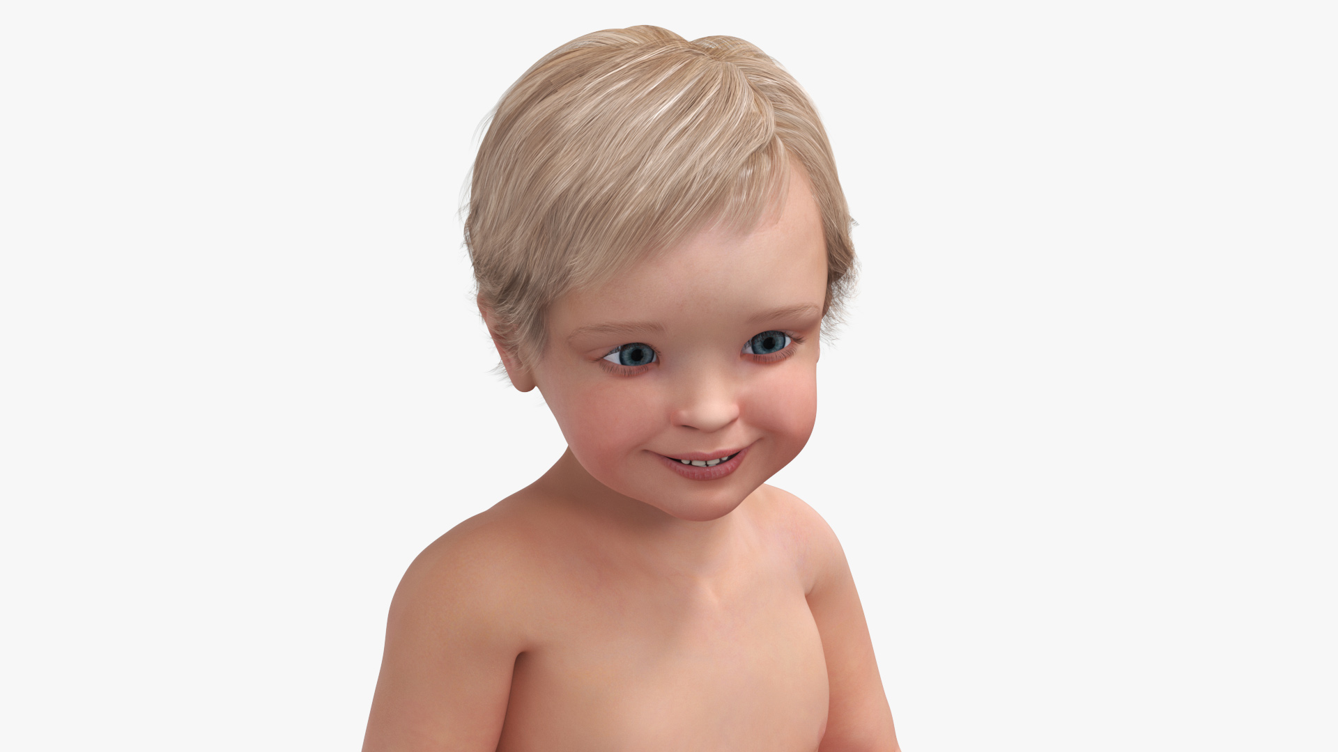 3D Boy Aged 1 Year in Diaper Sitting Pose model
