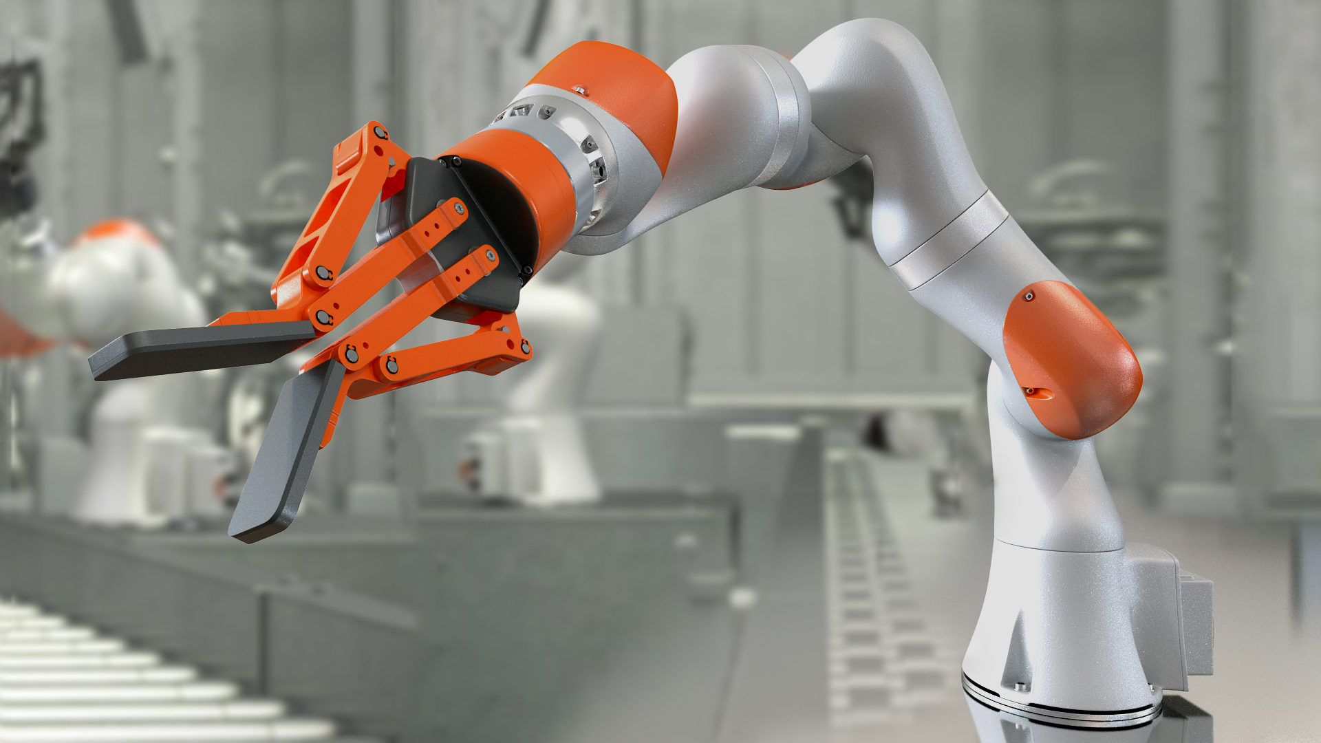 Generic Robot Hand with Two Finger Gripper Rigged 3D model
