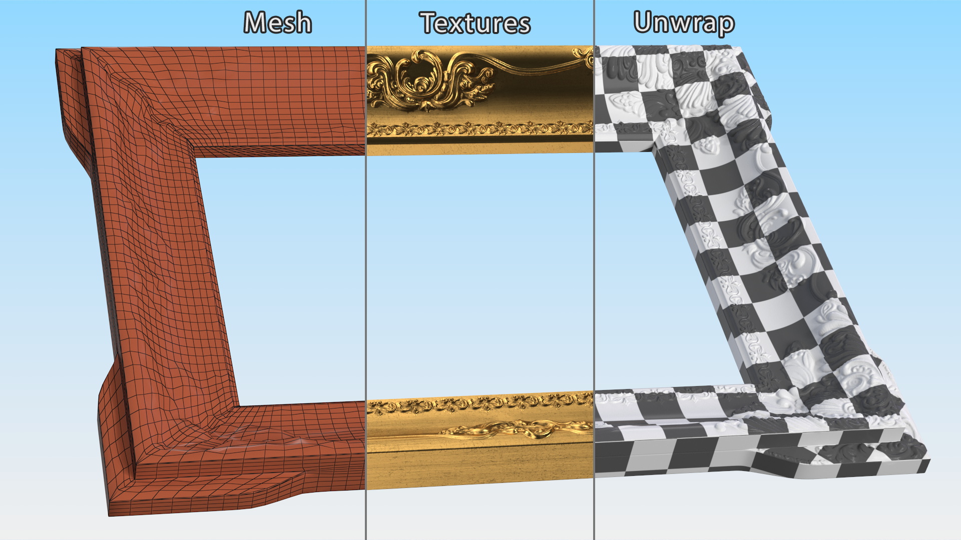 3D Classic Ornate Picture Frame model