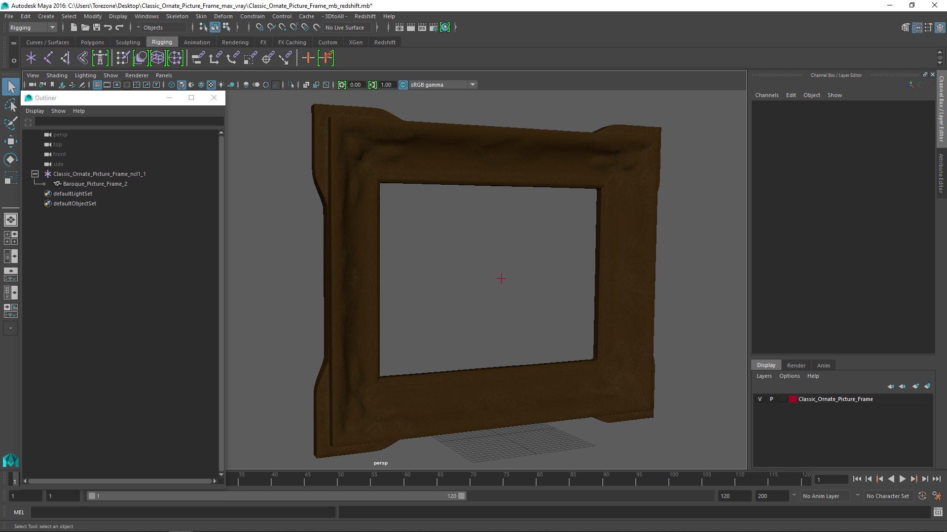 3D Classic Ornate Picture Frame model