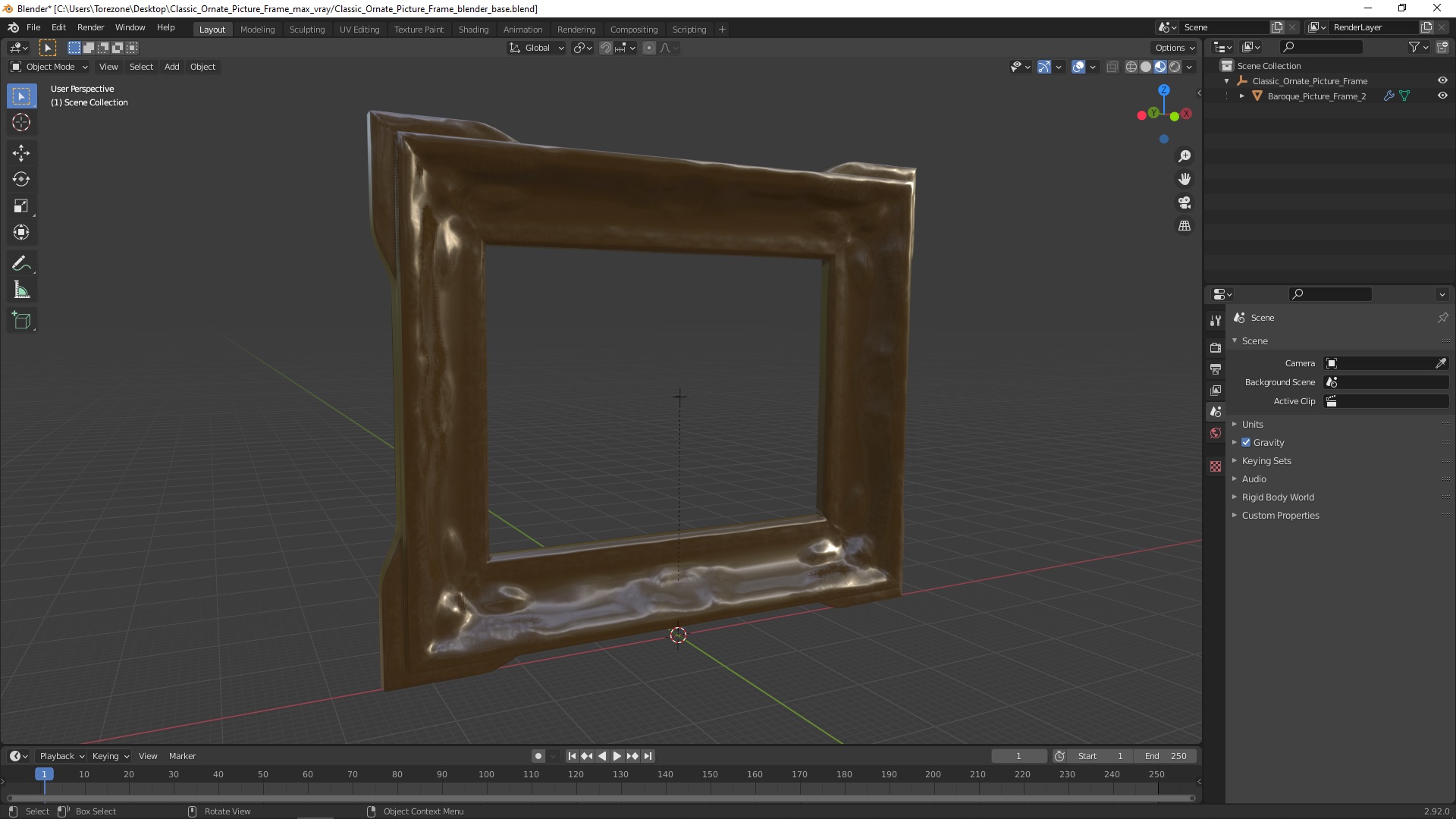 3D Classic Ornate Picture Frame model