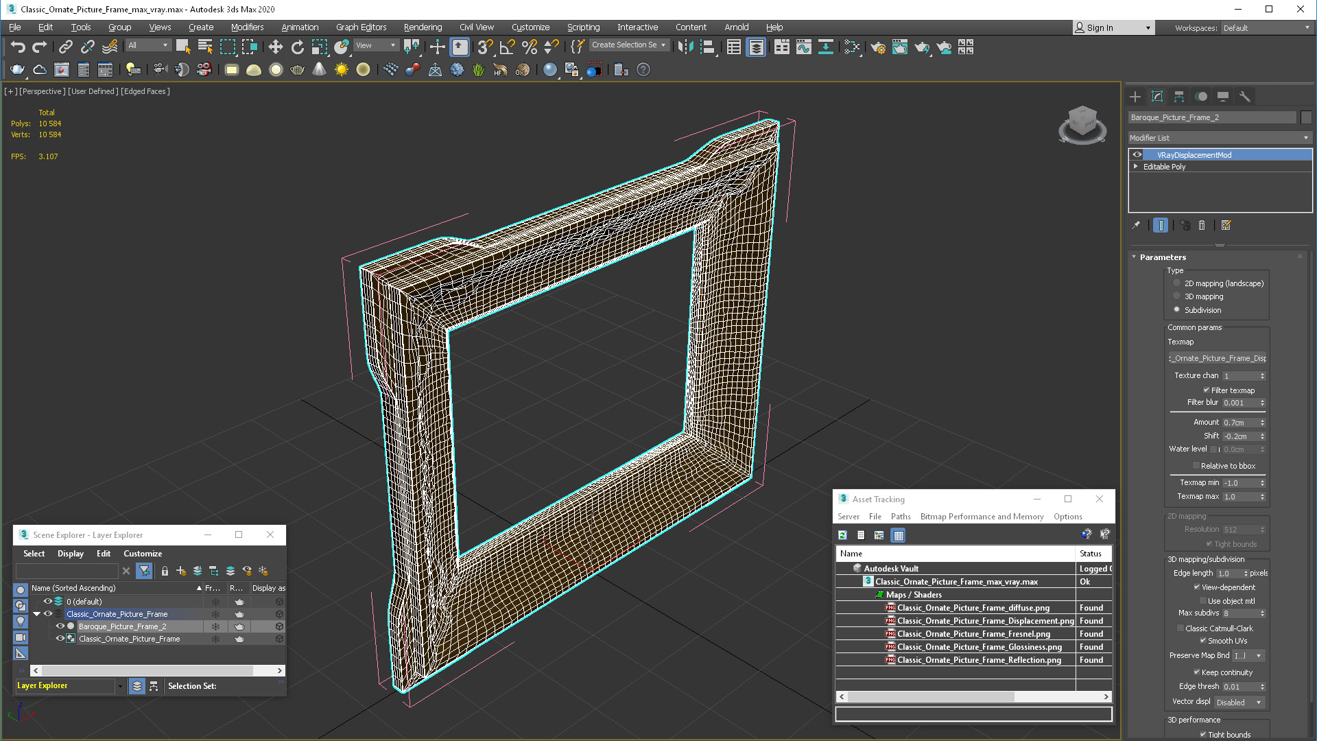 3D Classic Ornate Picture Frame model