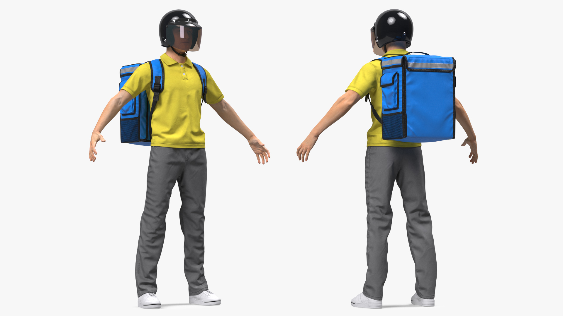 3D Delivery Man wear Helmet Rigged