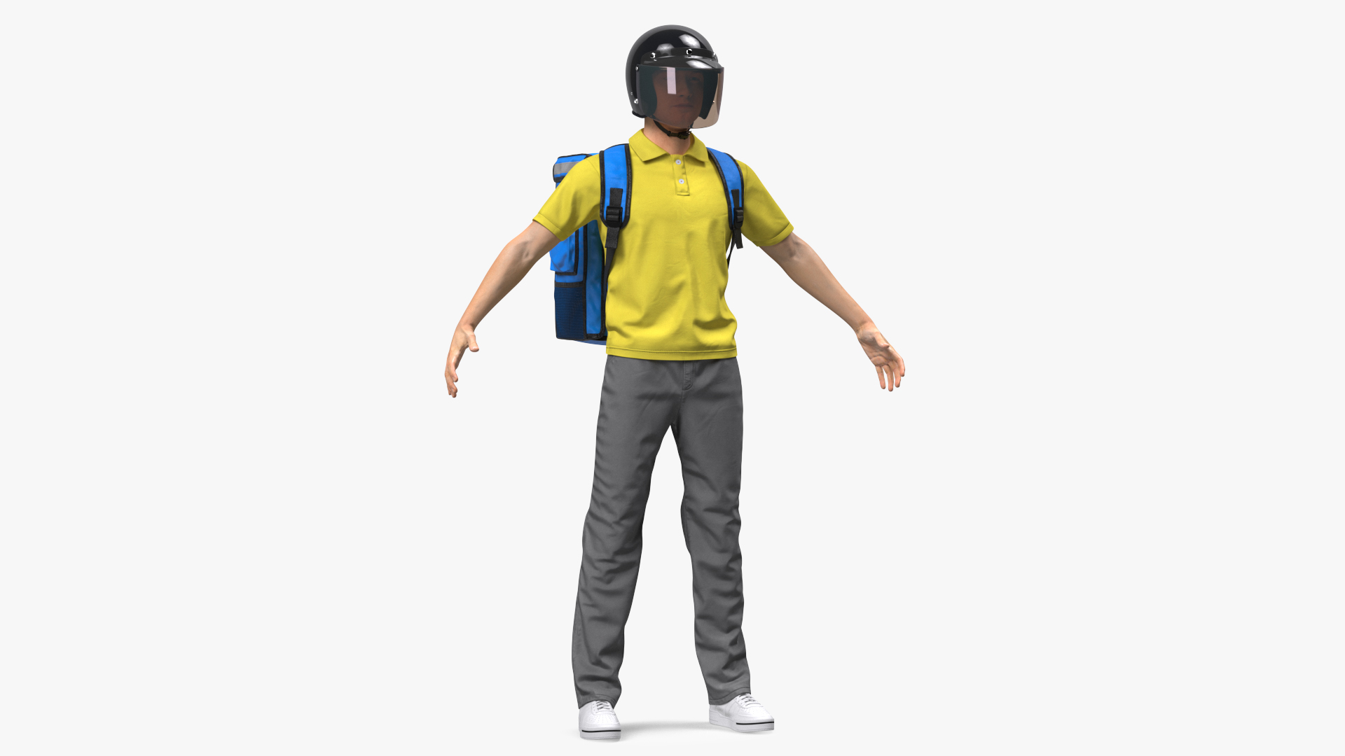 3D Delivery Man wear Helmet Rigged
