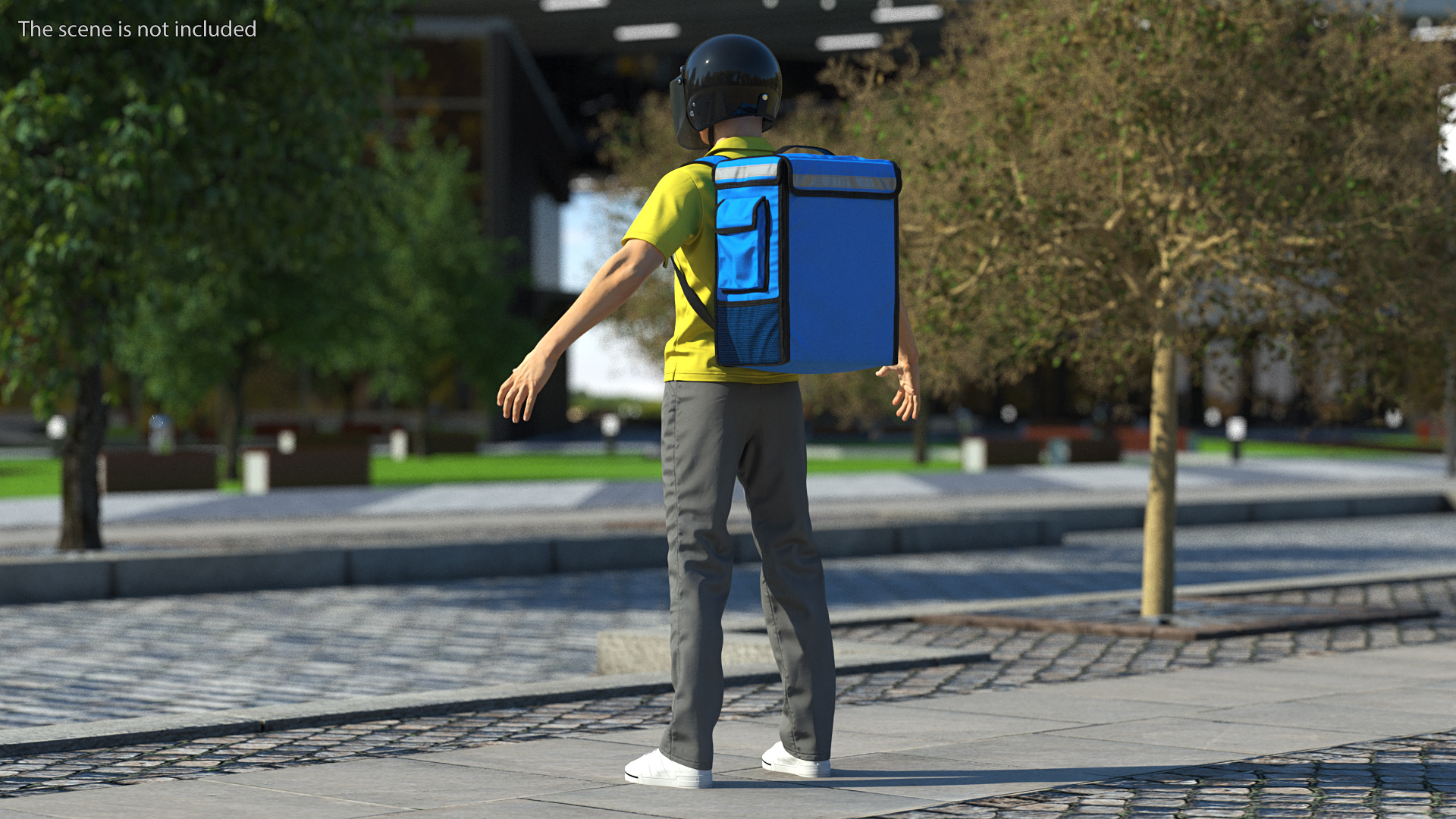 3D Delivery Man wear Helmet Rigged