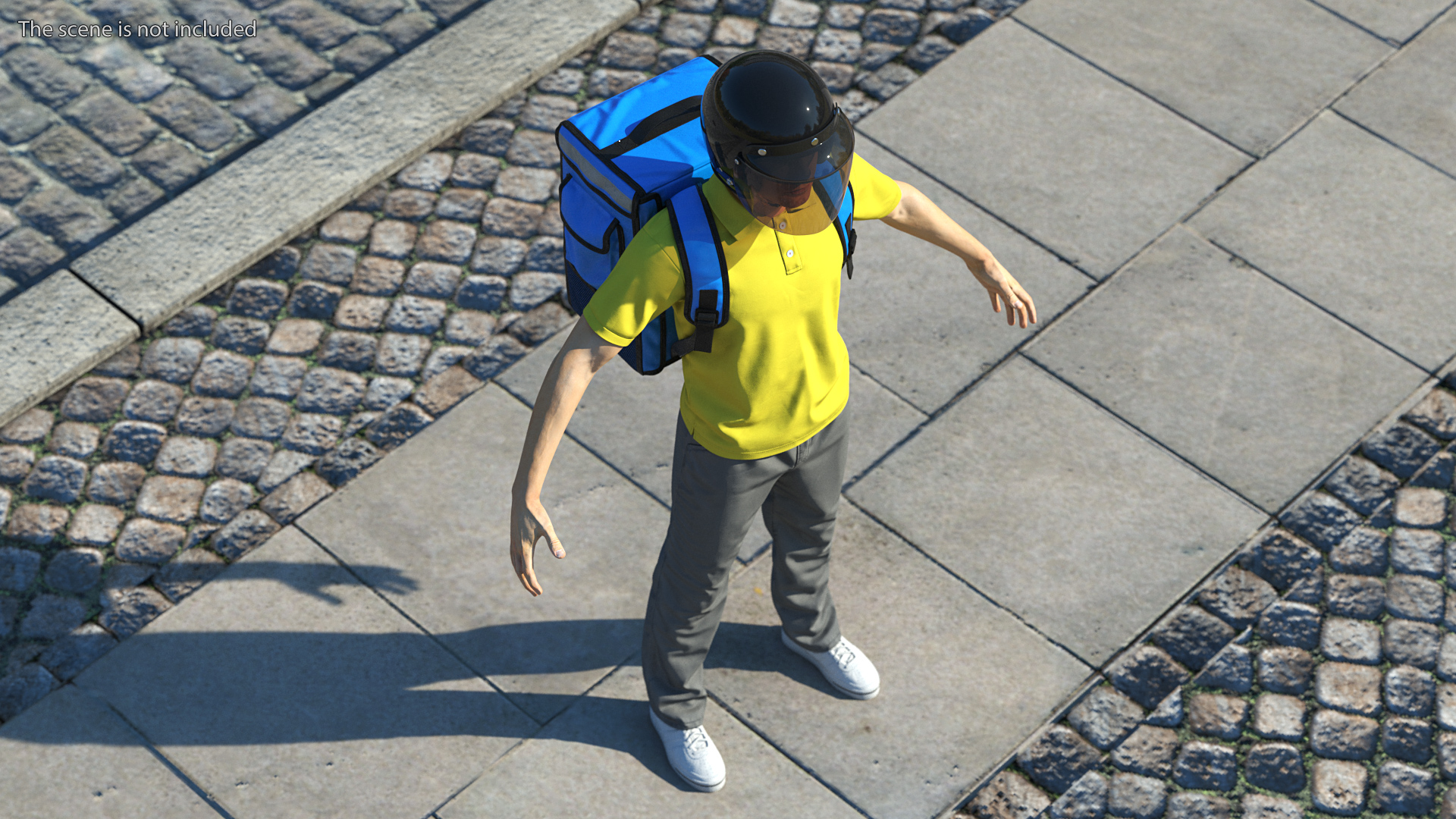 3D Delivery Man wear Helmet Rigged