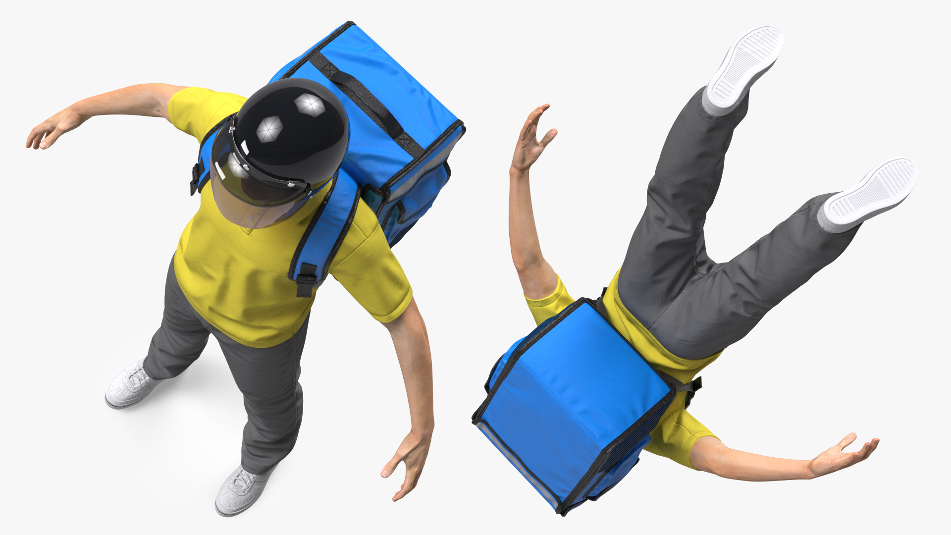 3D Delivery Man wear Helmet Rigged