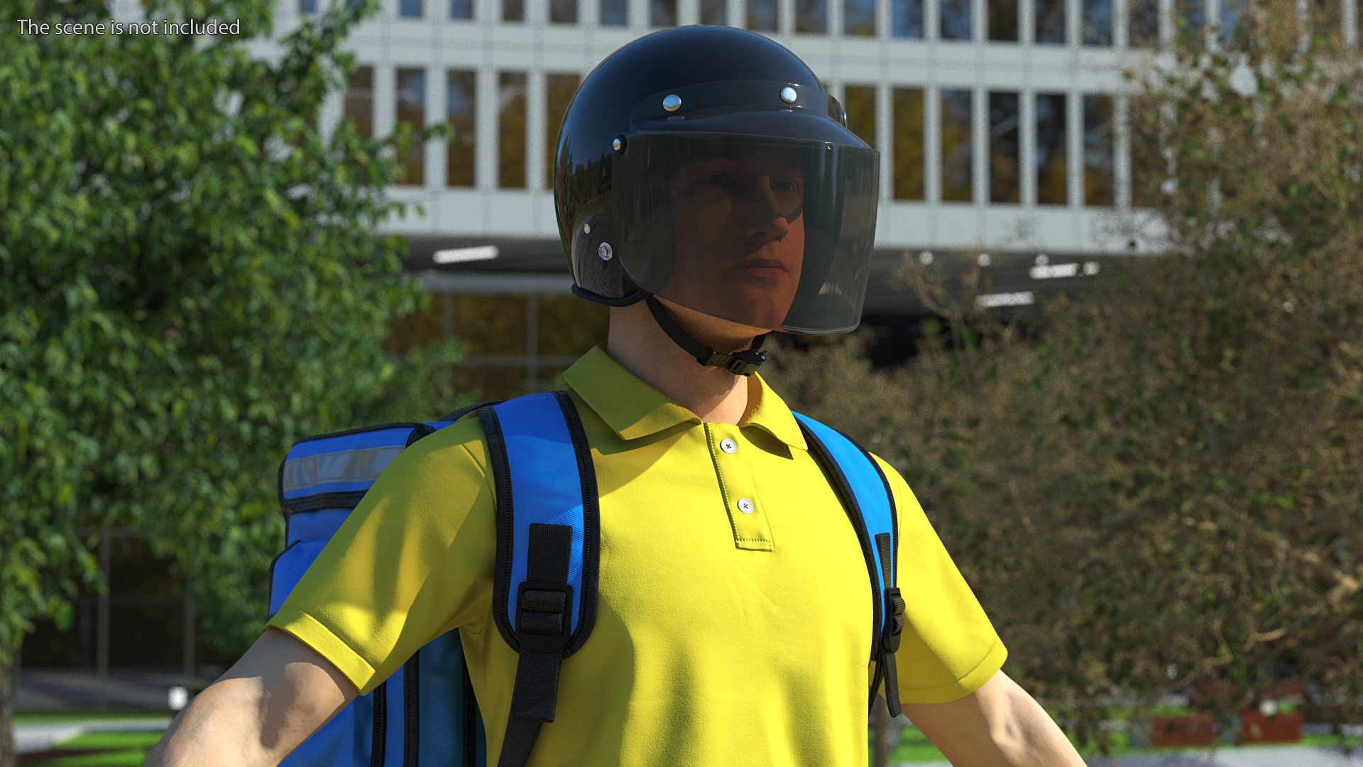 3D Delivery Man wear Helmet Rigged