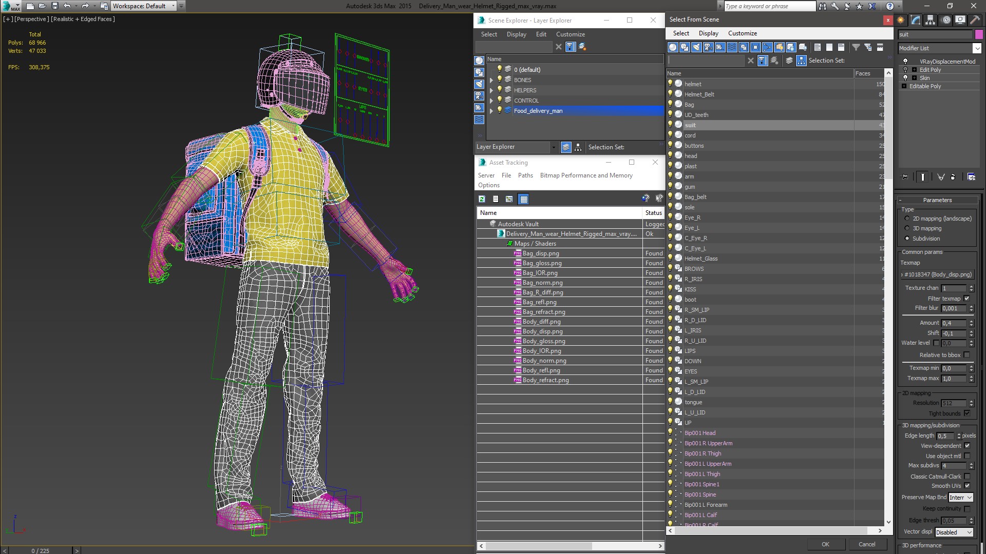 3D Delivery Man wear Helmet Rigged
